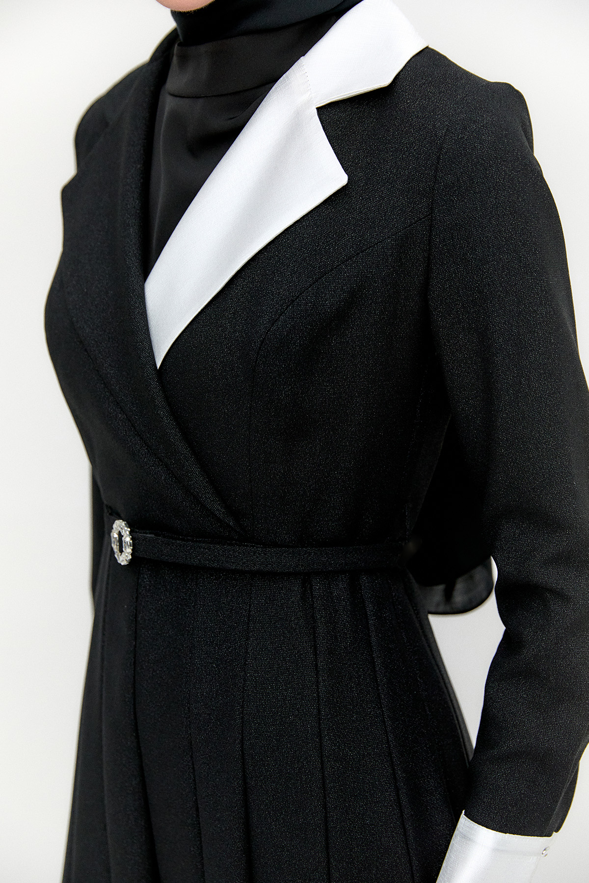 Gömlek Yaka Volanlı Uzun Elbise, Tesettür Giyim