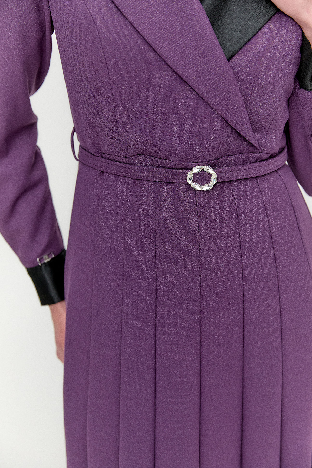 Gömlek Yaka Volanlı Uzun Elbise, Tesettür Giyim