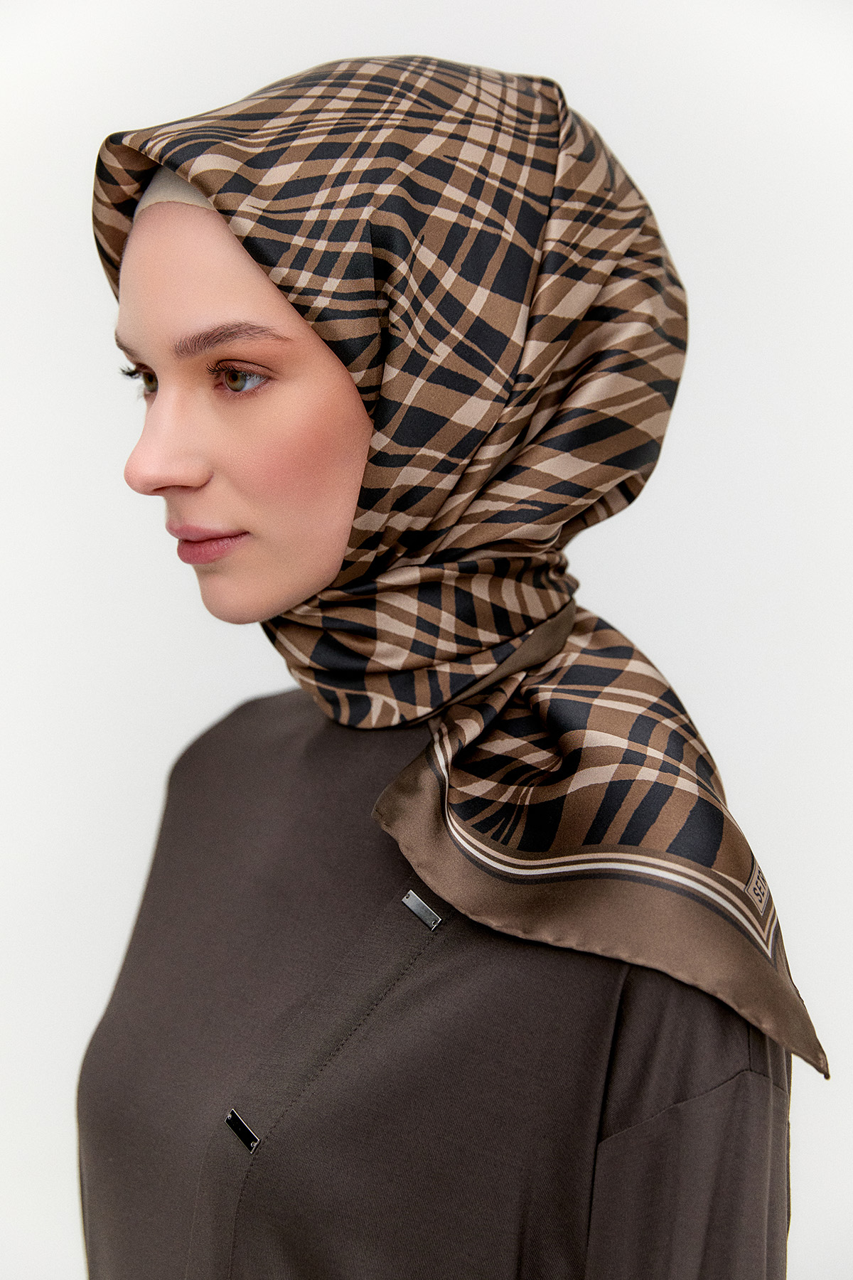 Zebra Desenli Sura İpek Eşarp, Tesettür Giyim