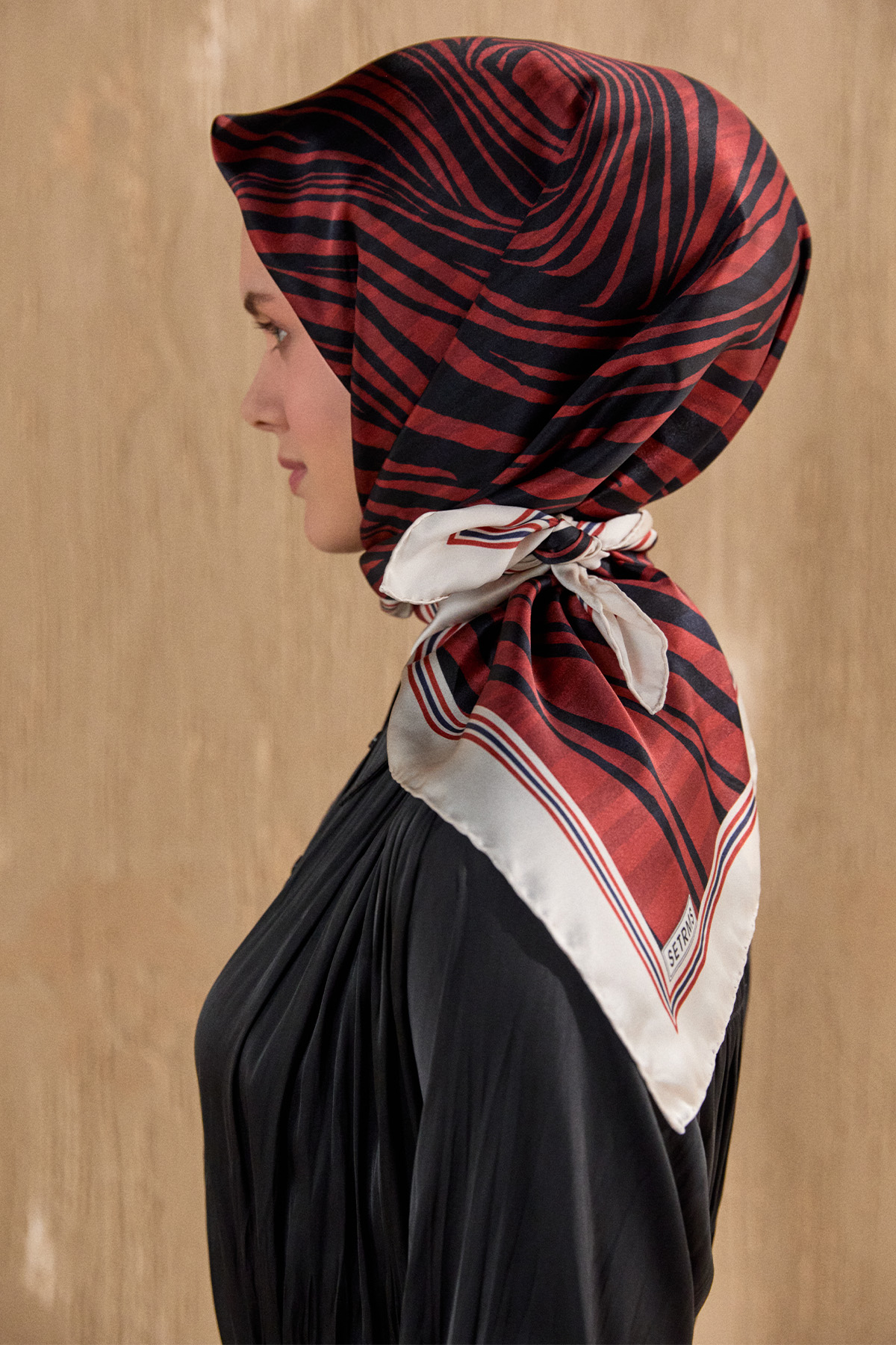 Zebra Desenli İpek Saten Eşarp, Tesettür Giyim