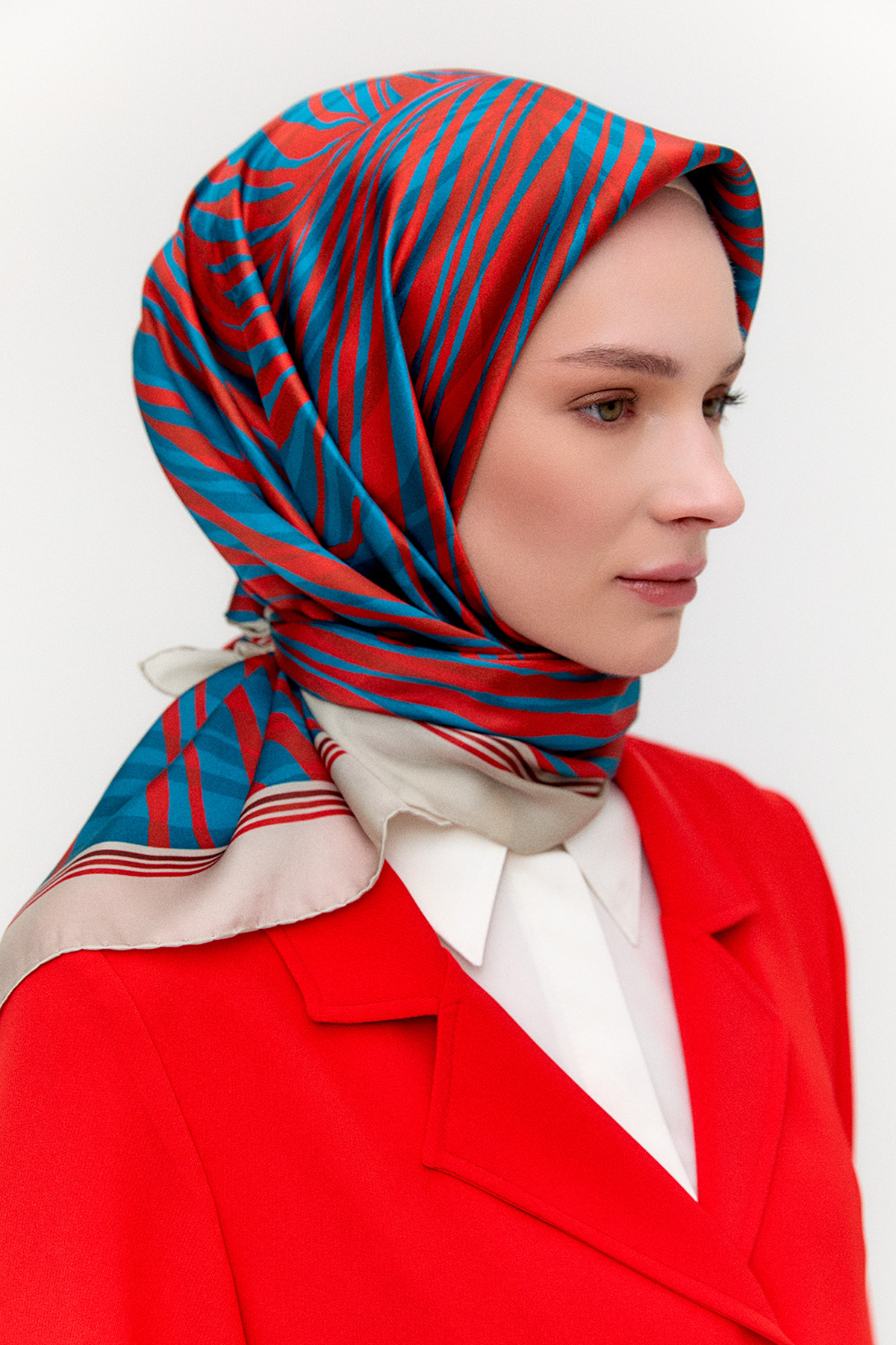 Zebra Desenli Sura İpek Eşarp, Tesettür Giyim