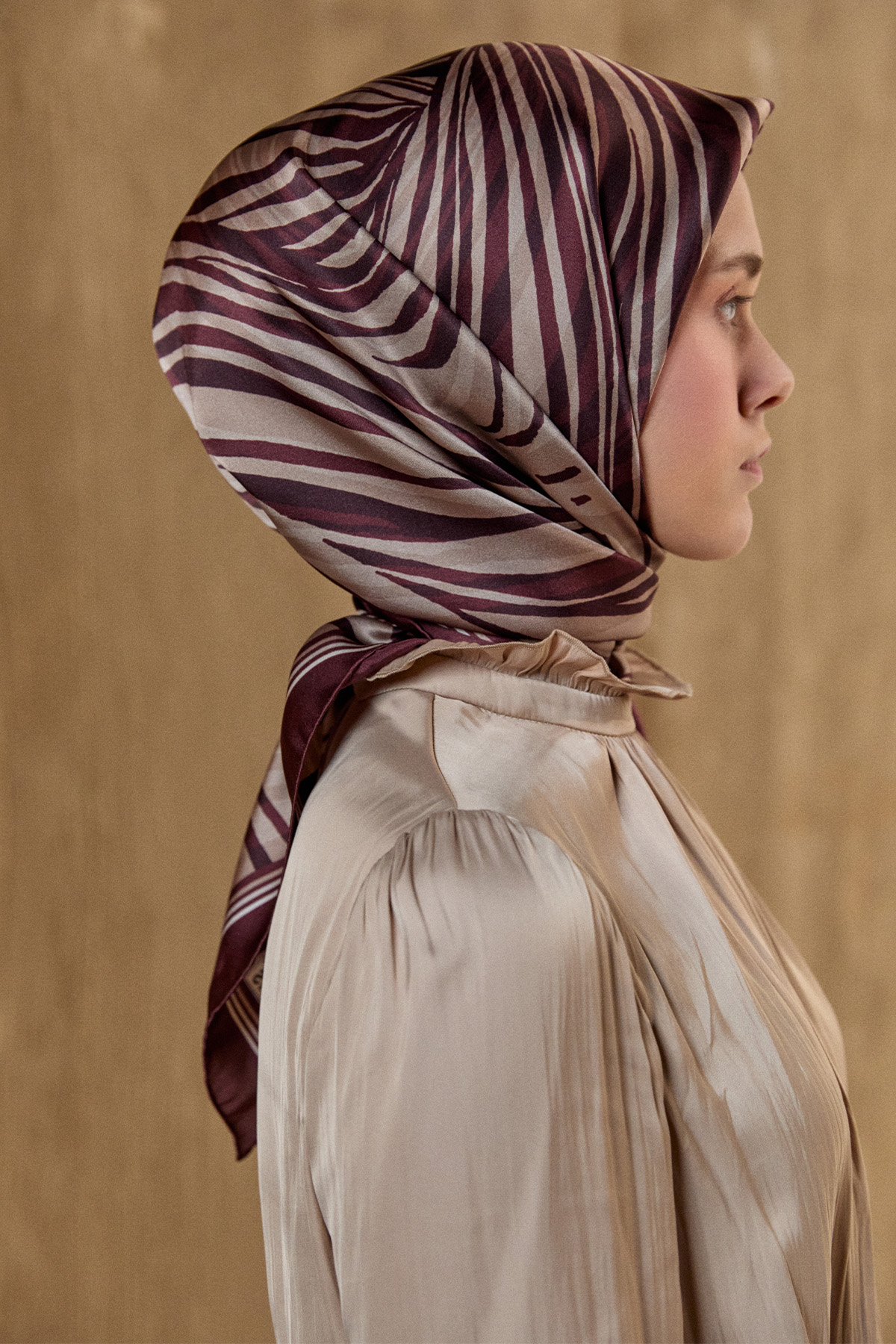 Zebra Desenli İpek Saten Eşarp, Tesettür Giyim