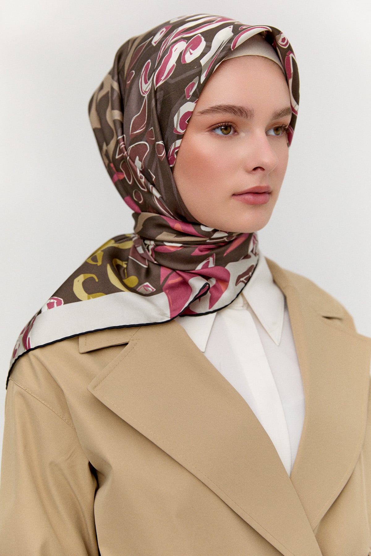 Leopar Desenli Twill İpek Eşarp, Tesettür Giyim