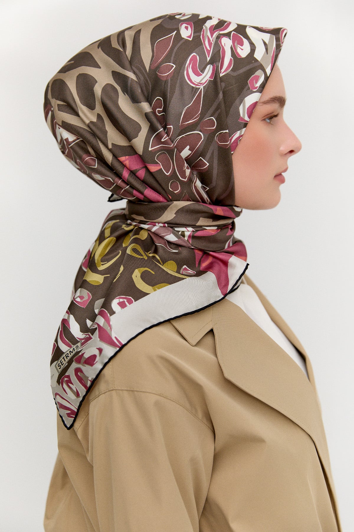 Leopar Desenli Twill İpek Eşarp, Tesettür Giyim