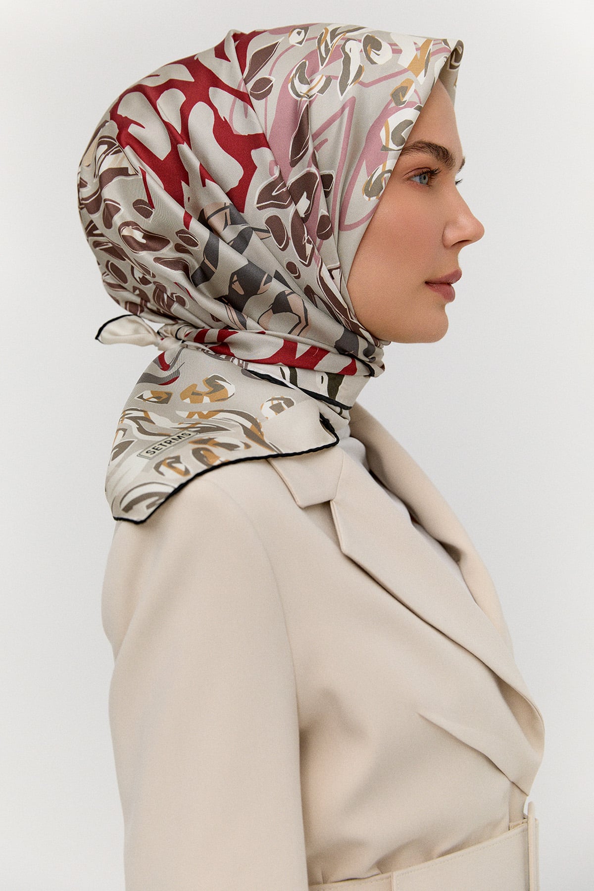 Leopar Desenli Twill İpek Eşarp, Tesettür Giyim