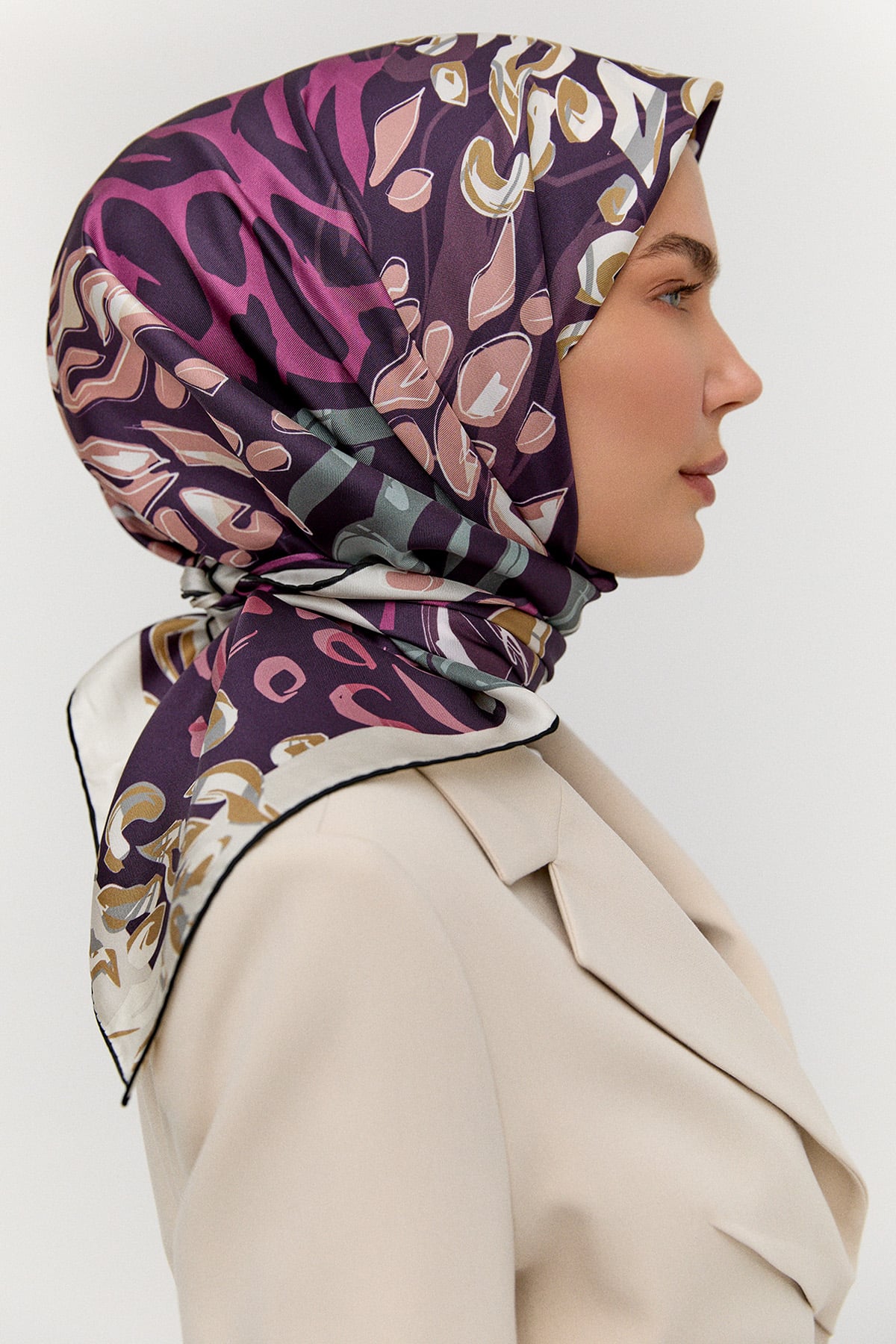 Leopar Desenli Twill İpek Eşarp, Tesettür Giyim
