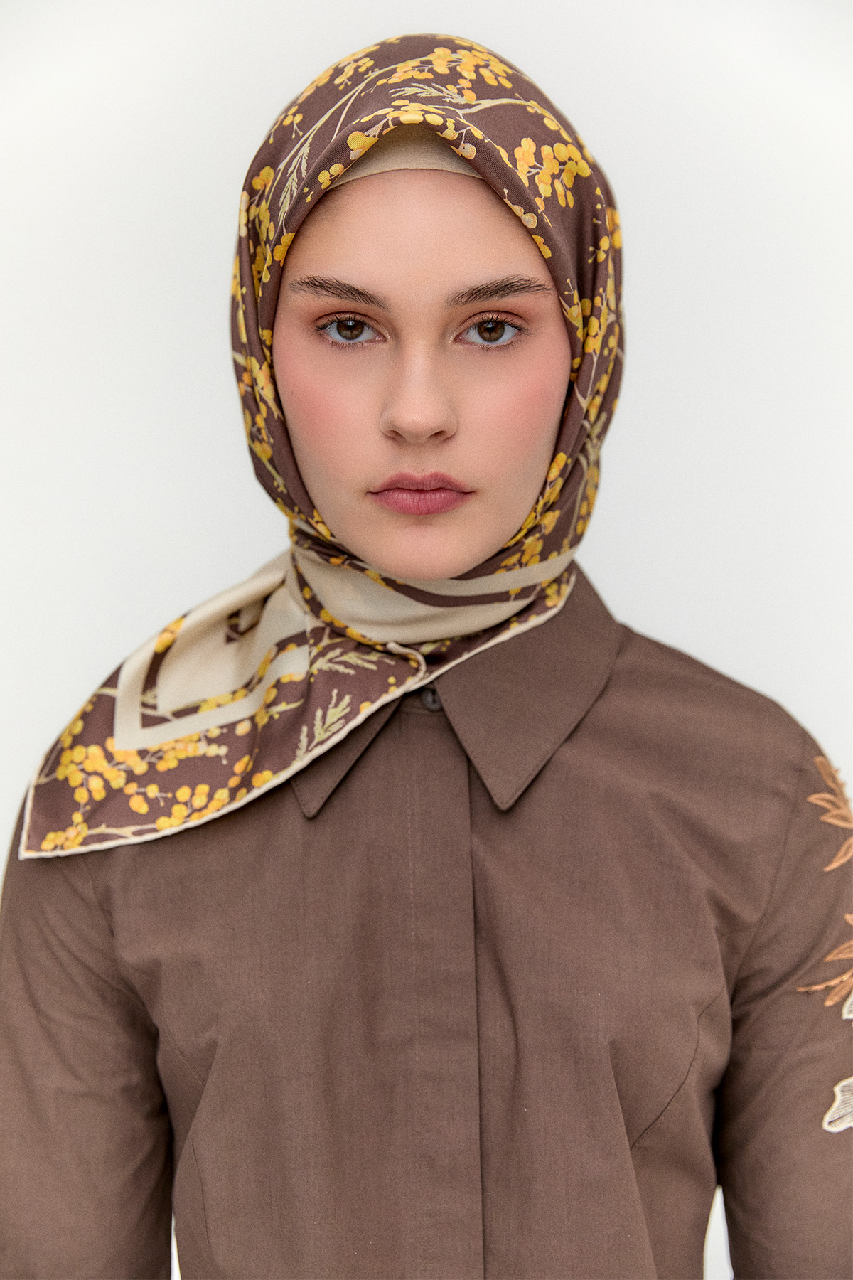 Bahar Desenli Twill İpek Eşarp, Tesettür Giyim