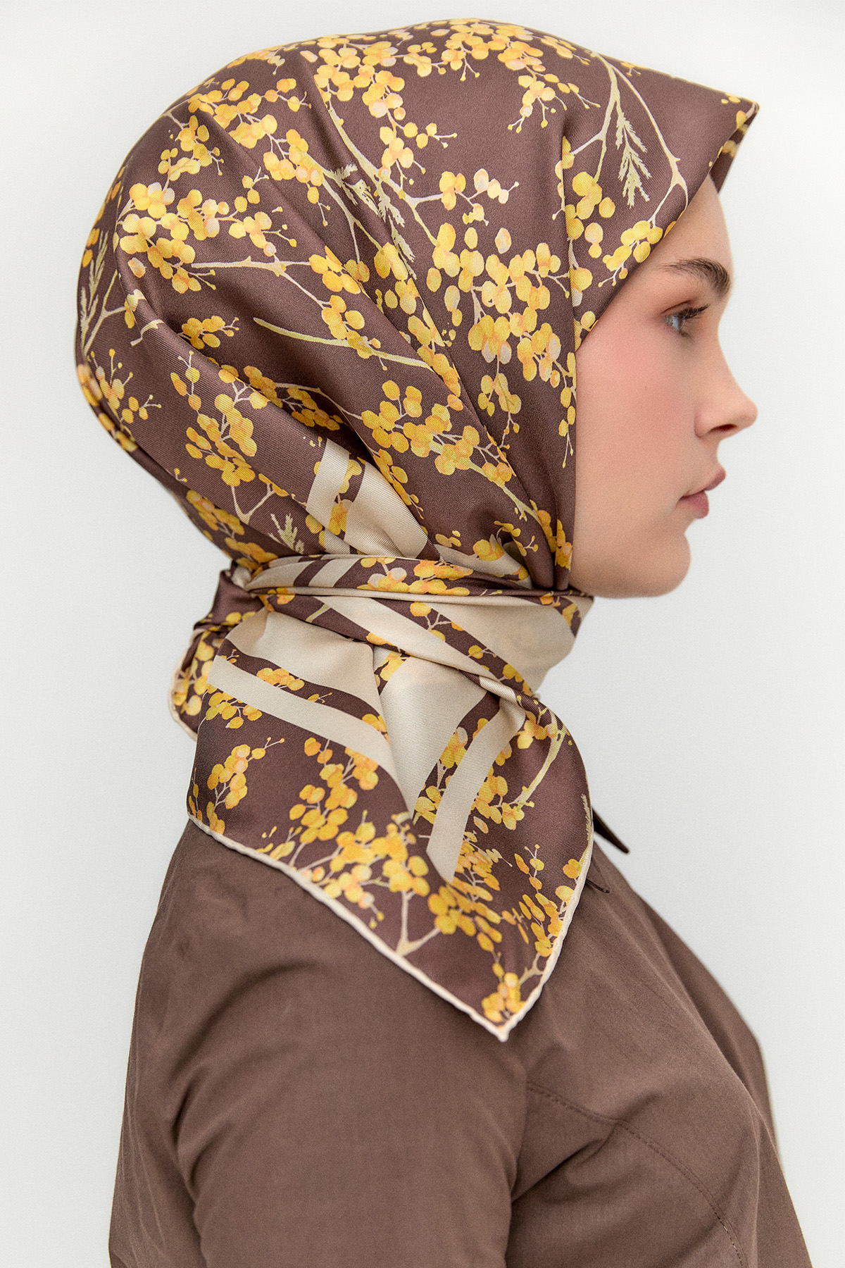 Bahar Desenli Twill İpek Eşarp, Tesettür Giyim