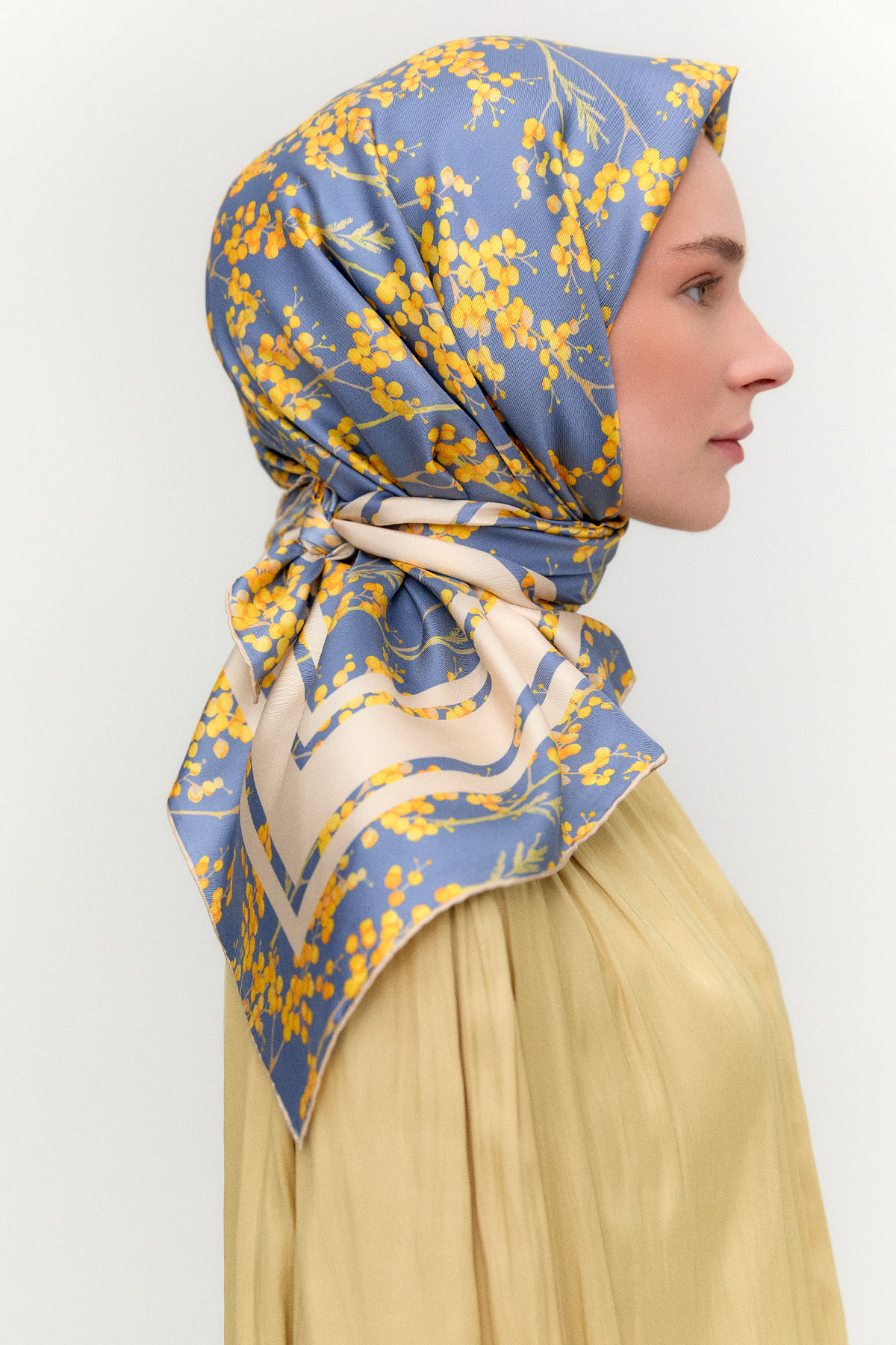 Bahar Desenli Twill İpek Eşarp, Tesettür Giyim
