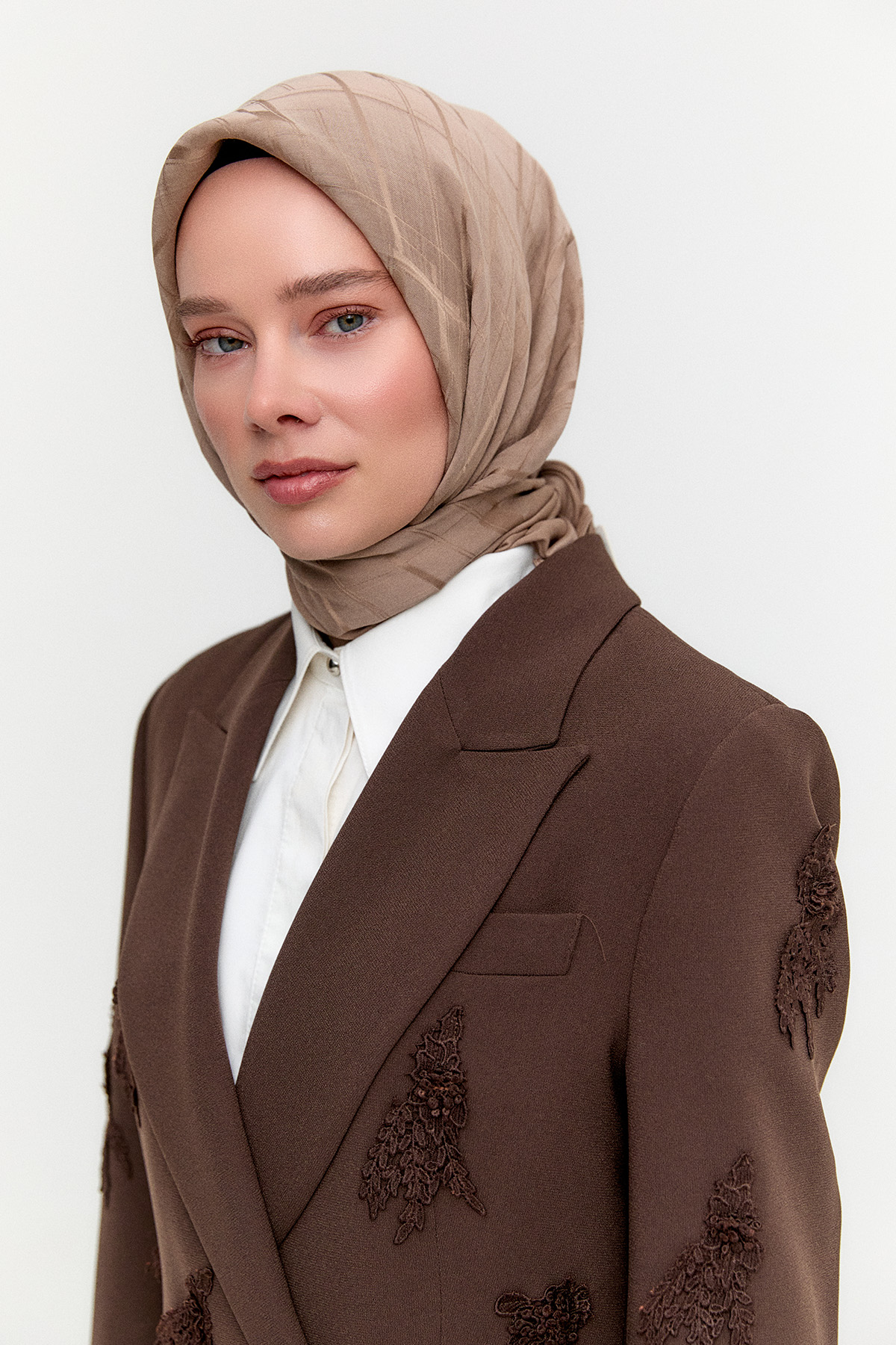 Dikdörtgen Desenli Modal Eşarp, Tesettür Giyim