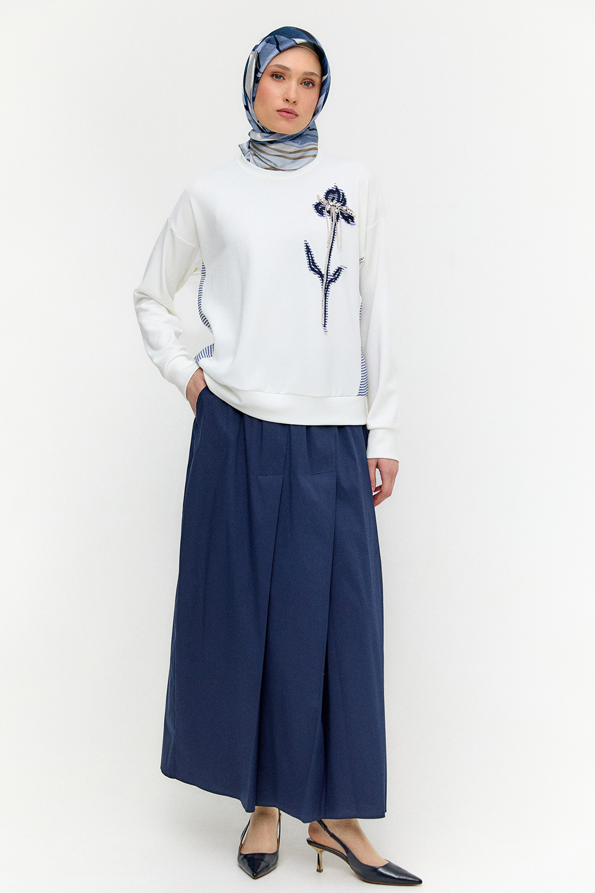 Süs Cepli Pamuklu Etek, Tesettür Giyim