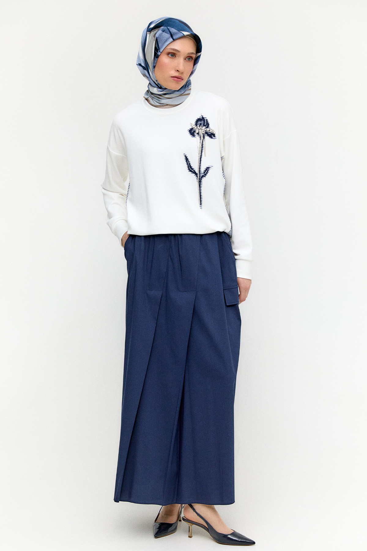 Süs Cepli Pamuklu Etek, Tesettür Giyim