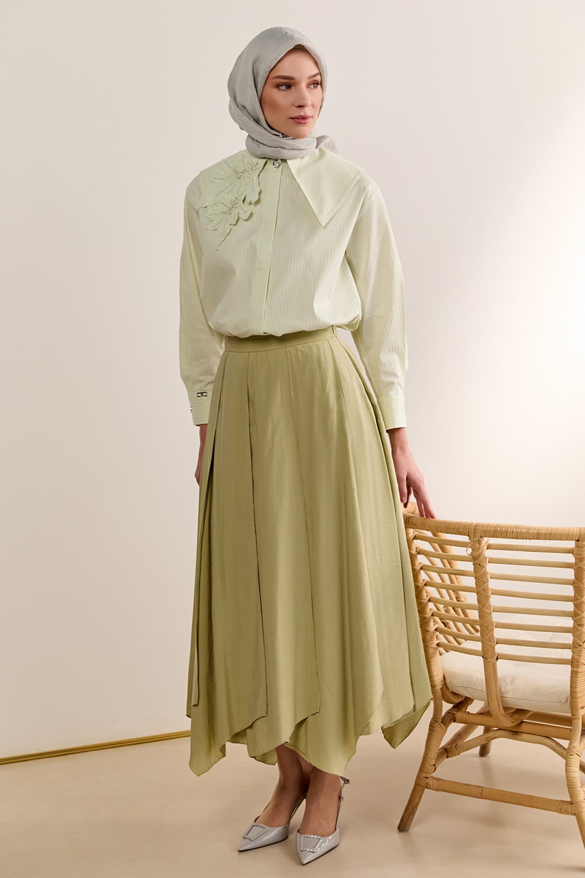 Parçalı Lyocell Etek, Tesettür Giyim
