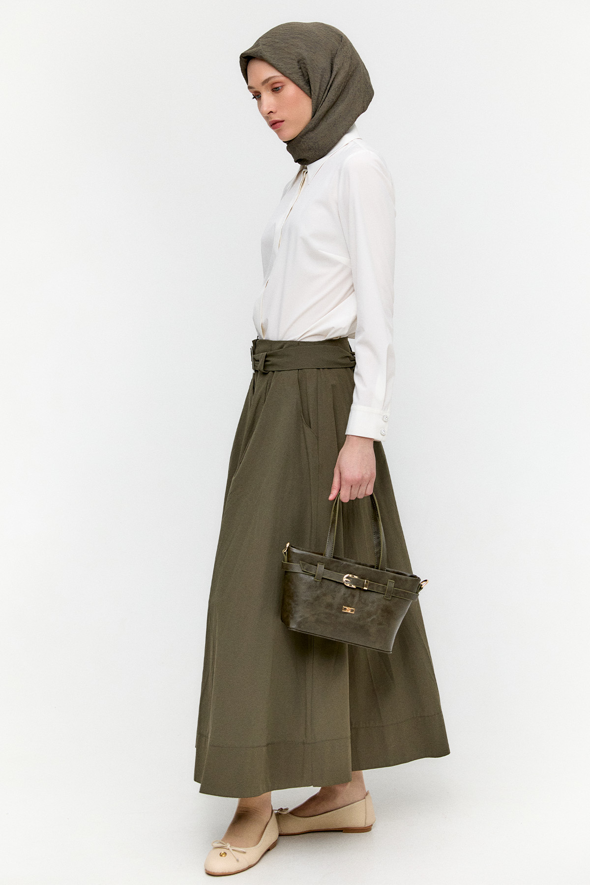 Kemerli Kloş Etek, Tesettür Giyim