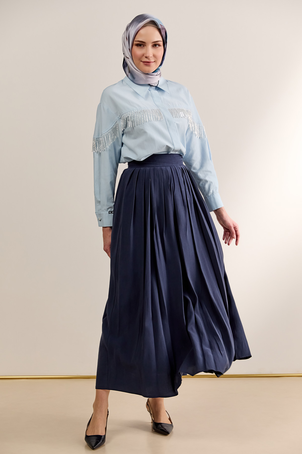Pilikaşeli Lyocell Etek, Tesettür Giyim