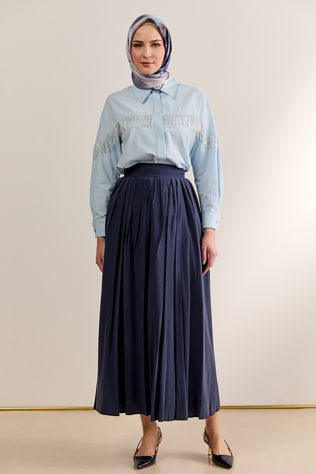 Pilikaşeli Lyocell Etek, Tesettür Giyim