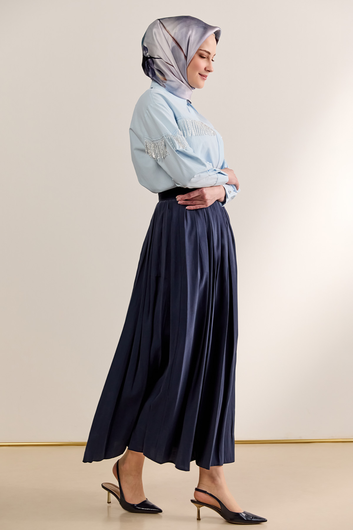 Pilikaşeli Lyocell Etek, Tesettür Giyim