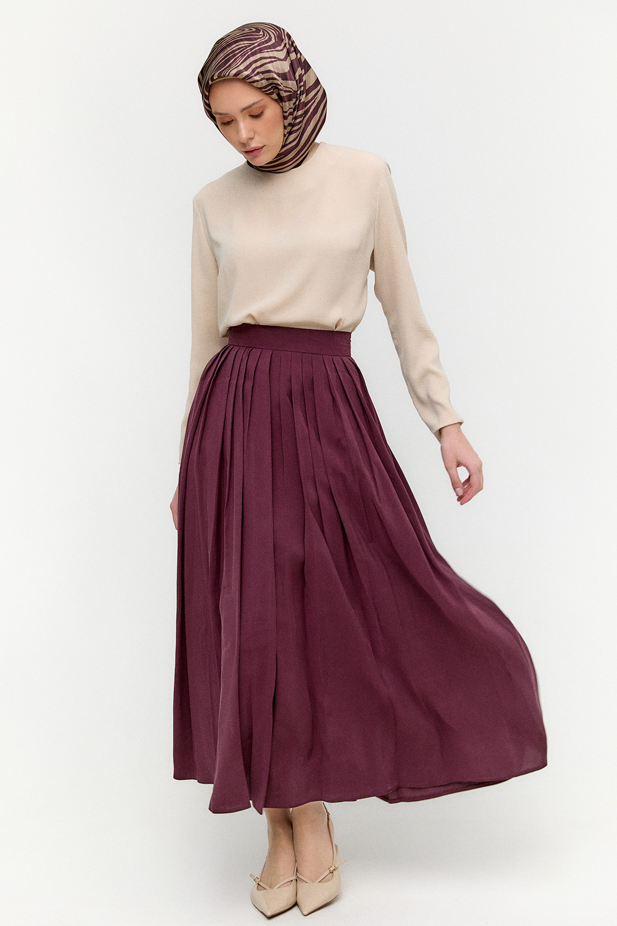 Pilikaşeli Lyocell Etek, Tesettür Giyim