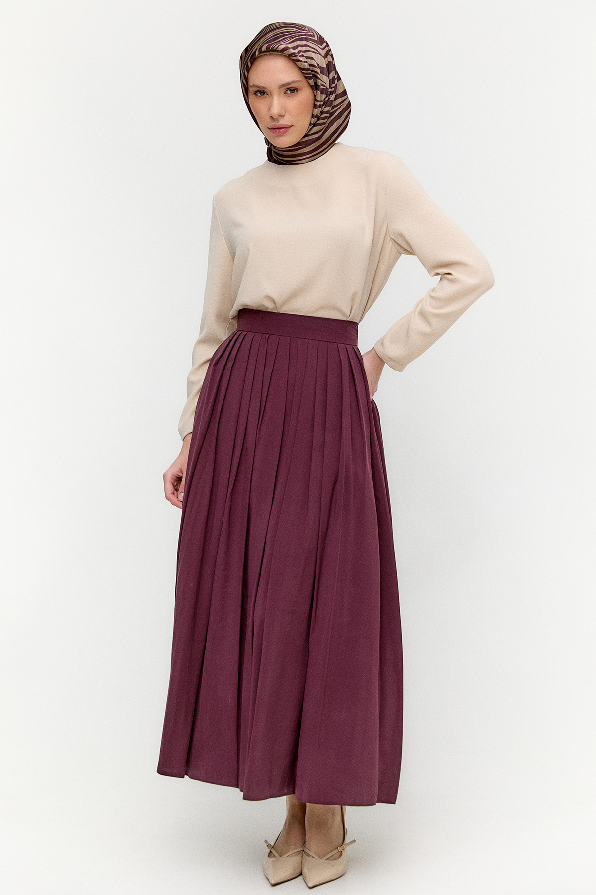 Pilikaşeli Lyocell Etek, Tesettür Giyim