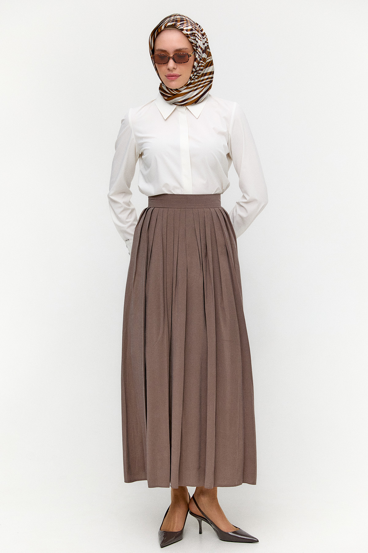 Pilikaşeli Lyocell Etek, Tesettür Giyim