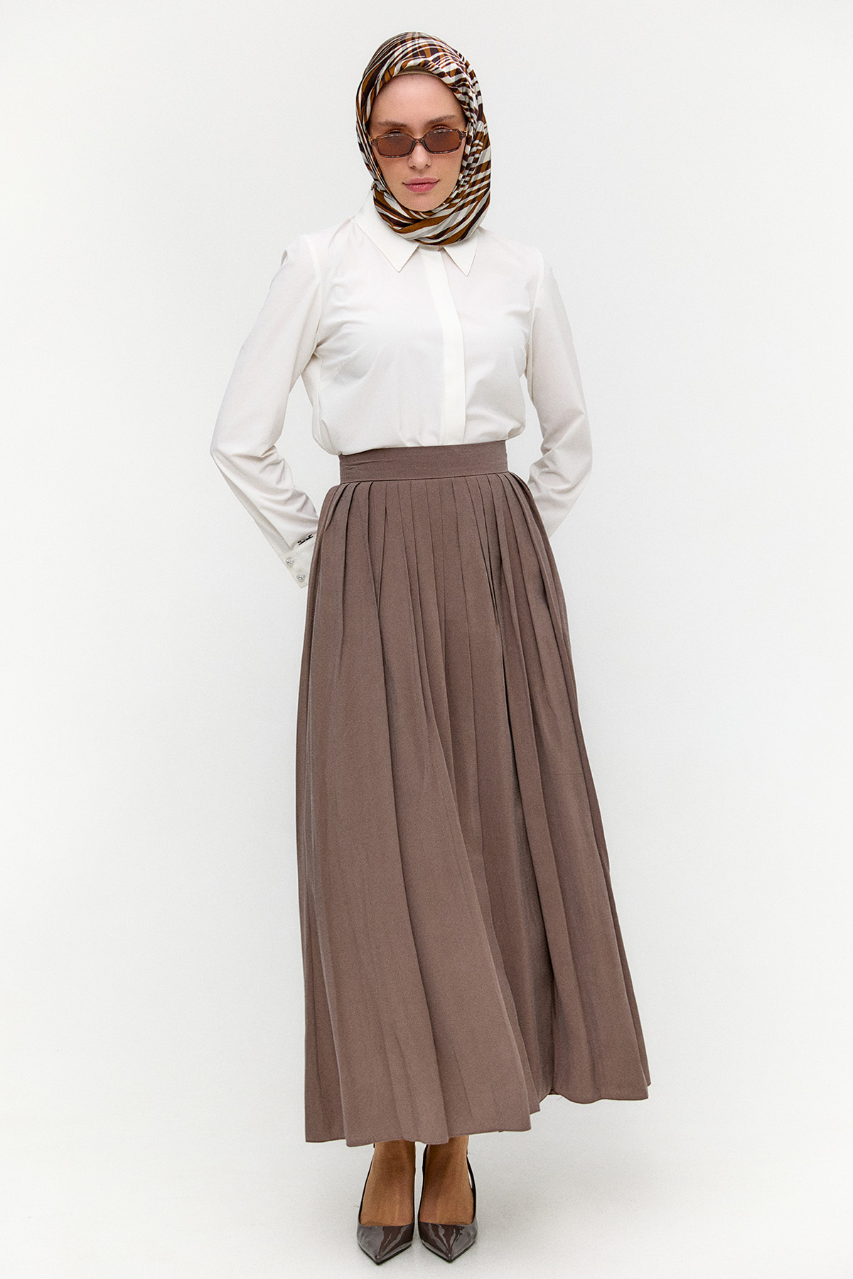 Pilikaşeli Lyocell Etek, Tesettür Giyim