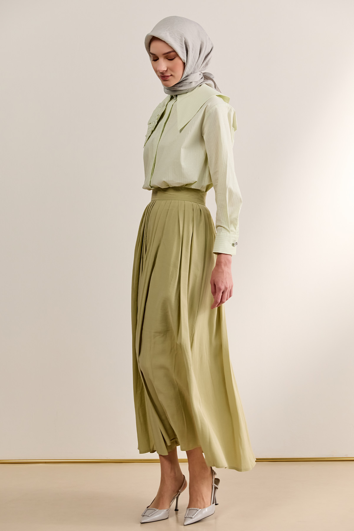 Pilikaşeli Lyocell Etek, Tesettür Giyim