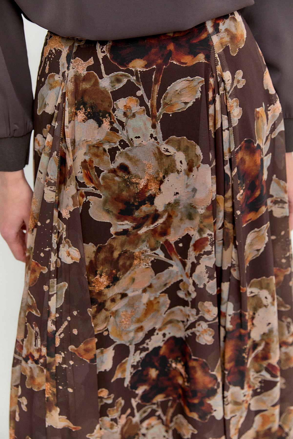 Çiçek Desenli Şifon Etek, Tesettür Giyim