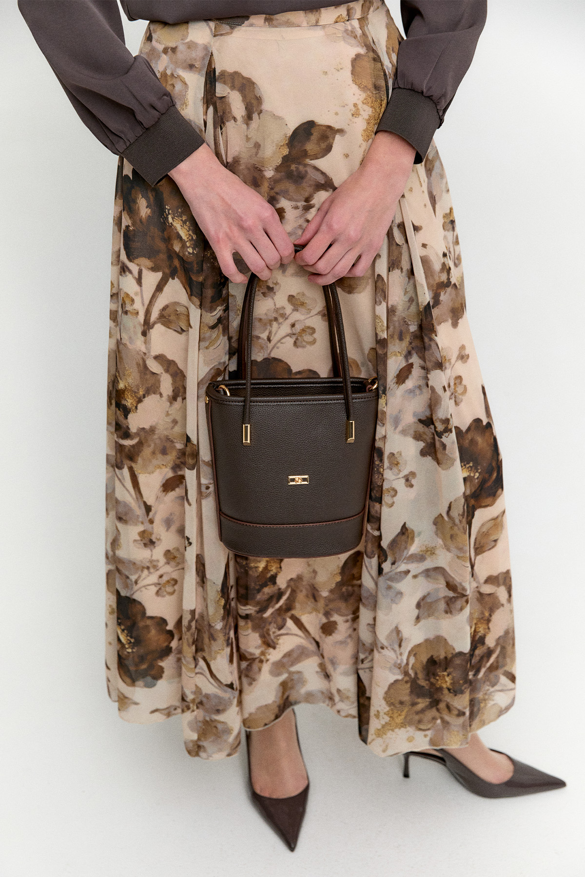 Çiçek Desenli Şifon Etek, Tesettür Giyim