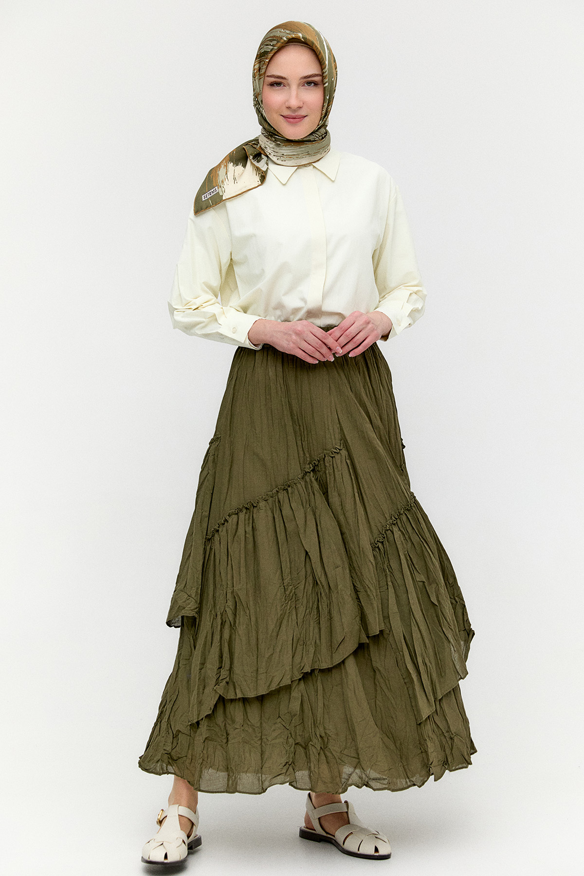 Kırışık Efektli Etek, Tesettür Giyim