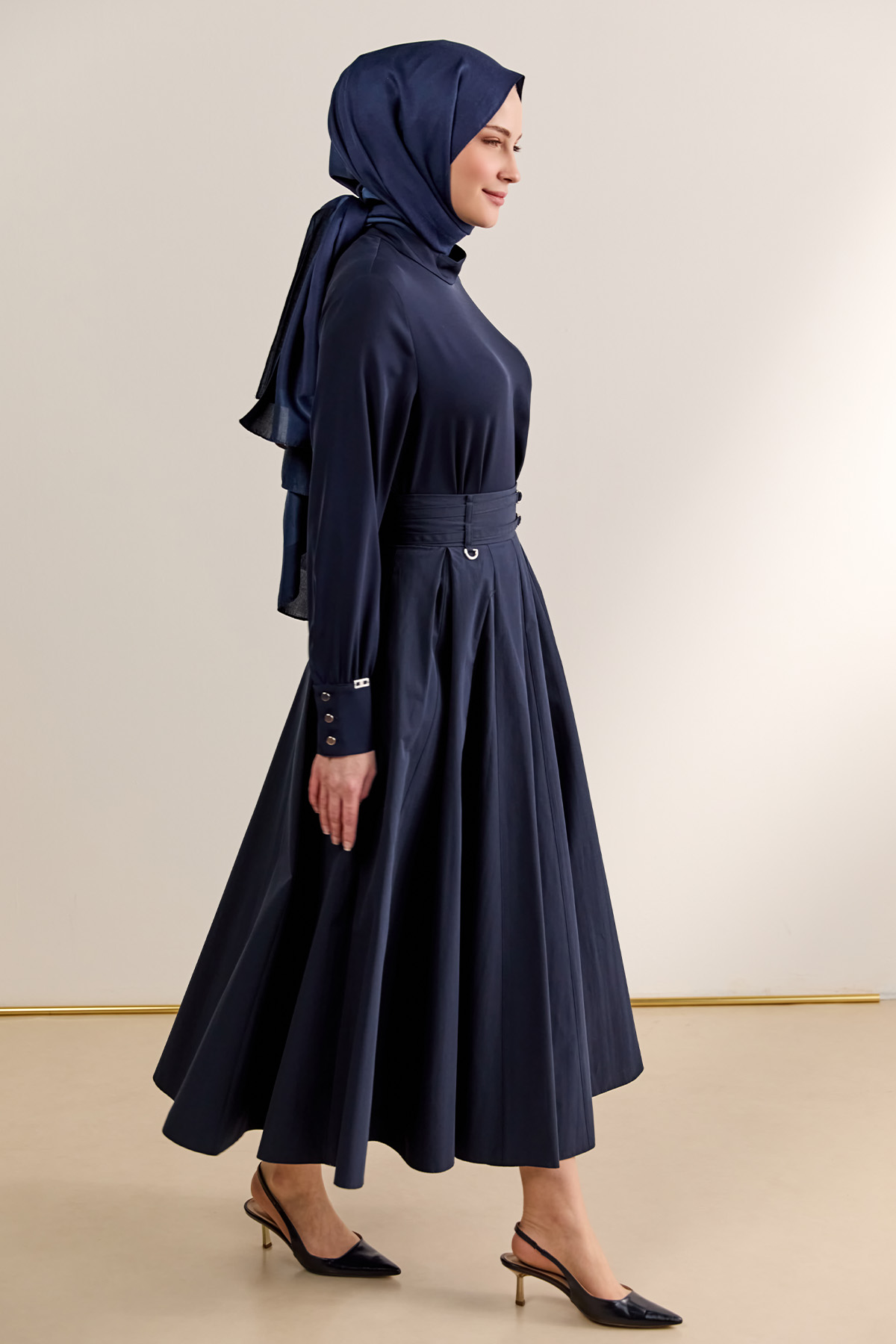 Çift Kemerli Parçalı Etek, Tesettür Giyim