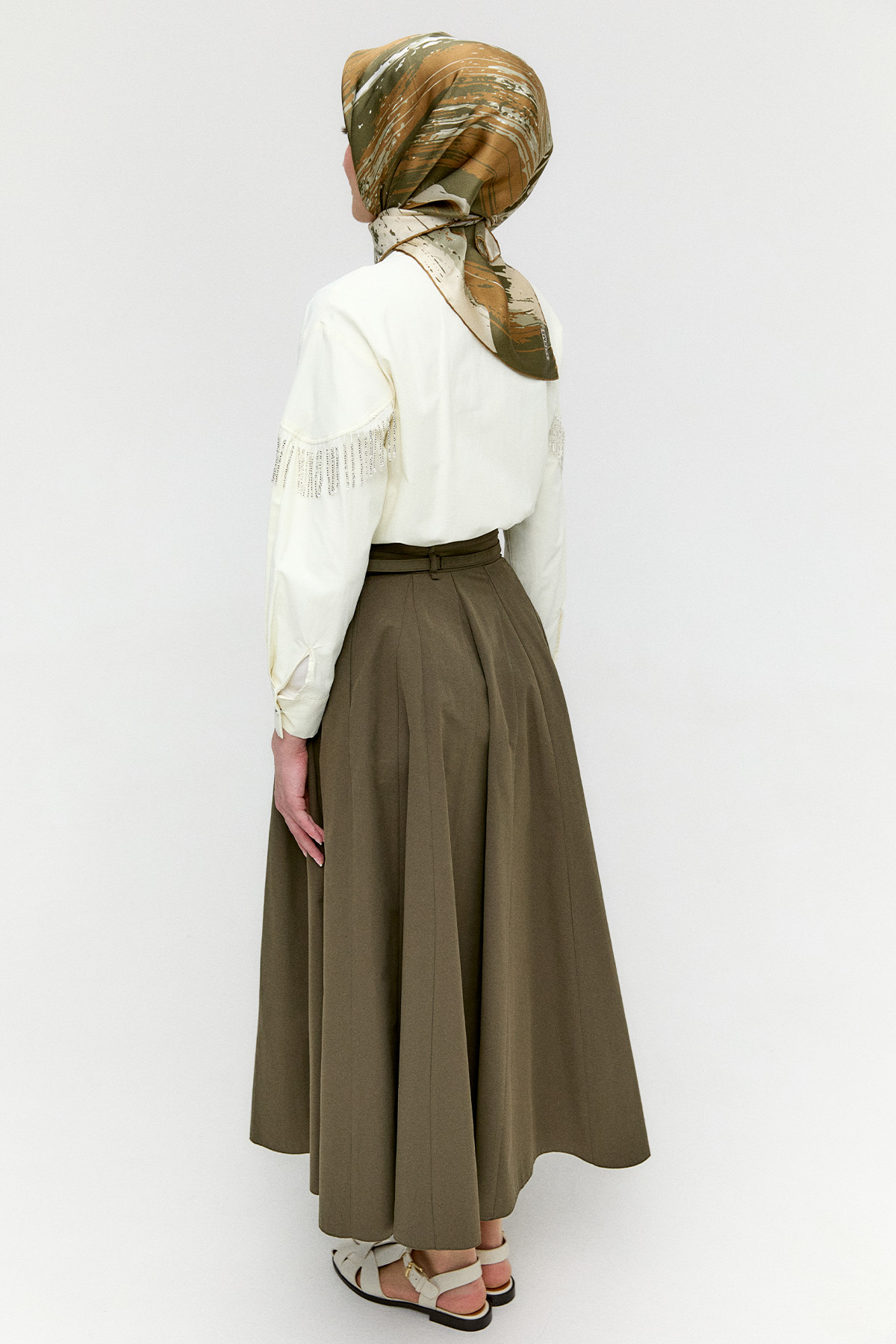 Çift Kemerli Parçalı Etek, Tesettür Giyim