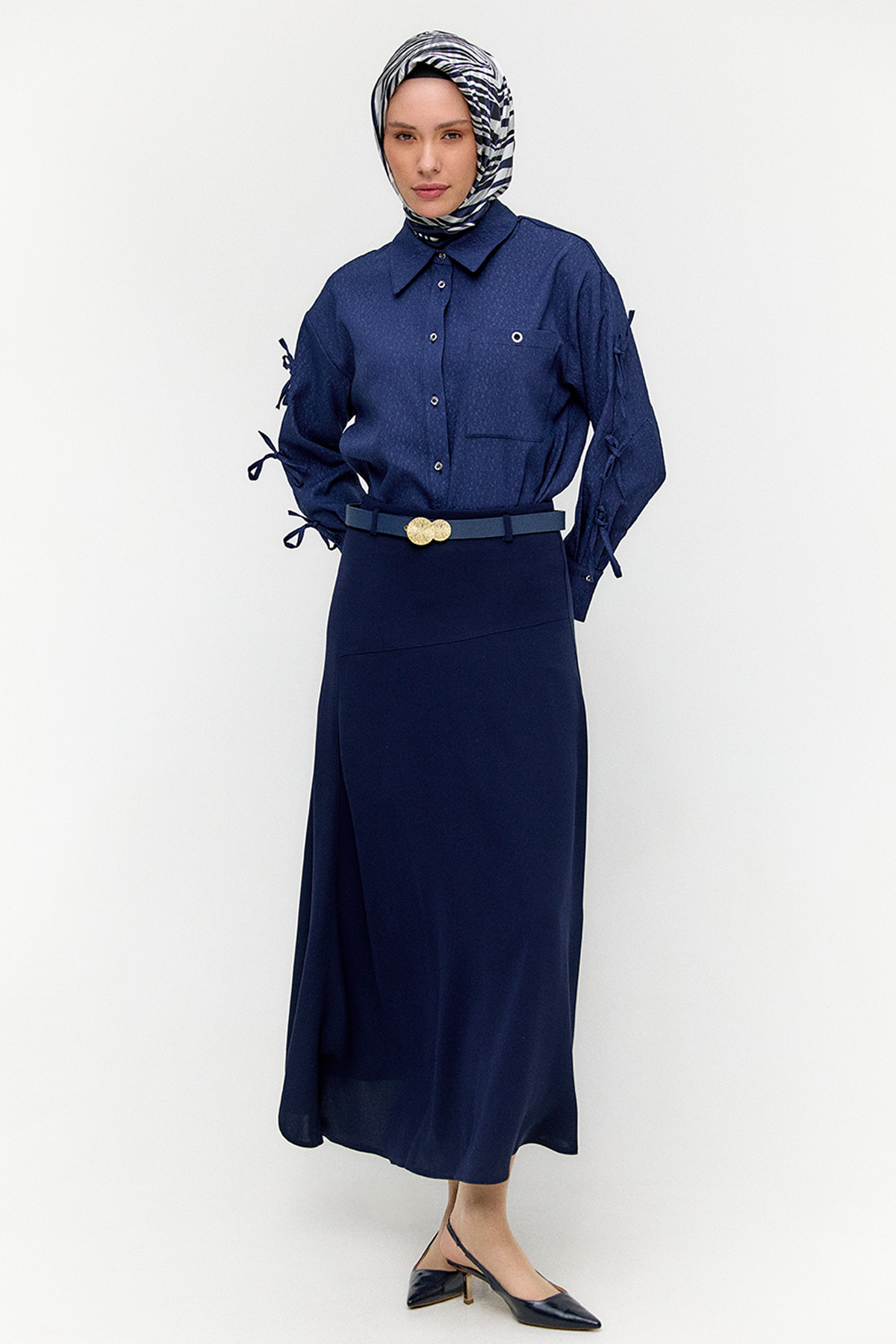 Kemerli A Kesim Parçalı Etek, Tesettür Giyim