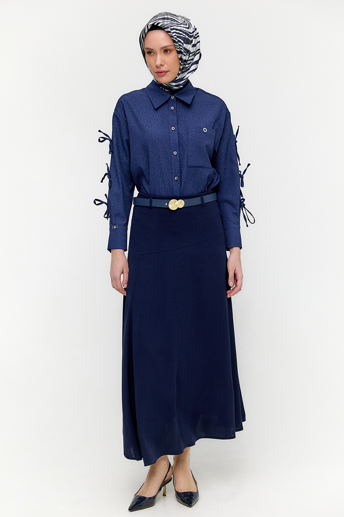 Kemerli A Kesim Parçalı Etek, Tesettür Giyim