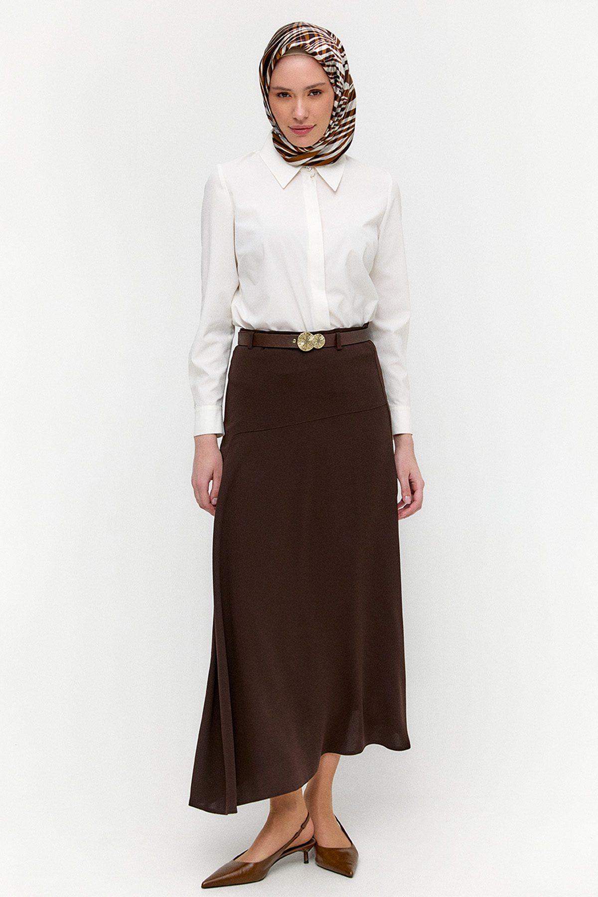 Kemerli A Kesim Parçalı Etek, Tesettür Giyim