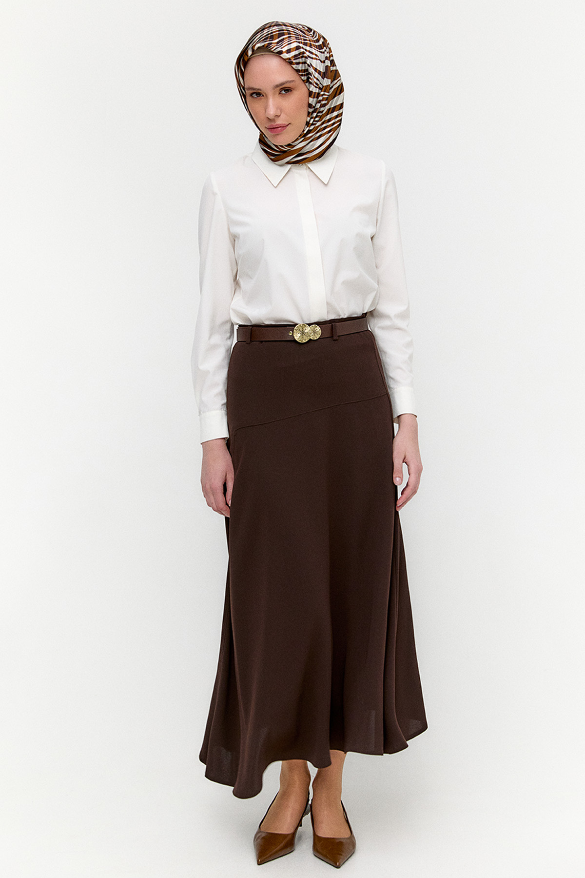 Kemerli A Kesim Parçalı Etek, Tesettür Giyim