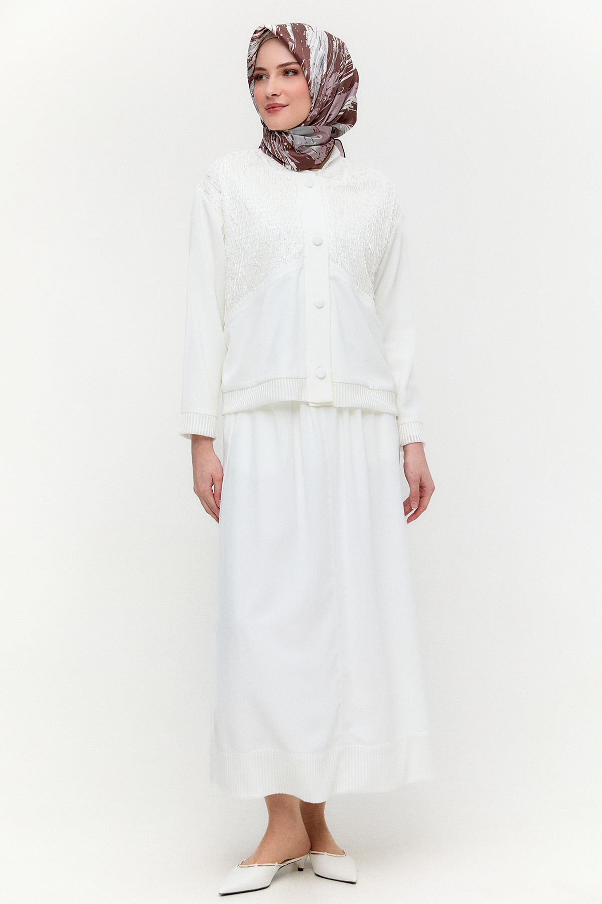 File Detaylı Cepli Kloş Etek, Tesettür Giyim
