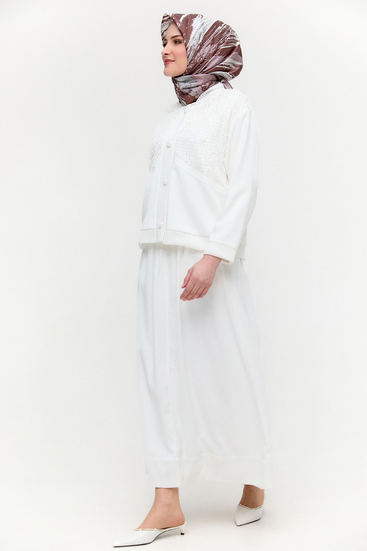 File Detaylı Cepli Kloş Etek, Tesettür Giyim