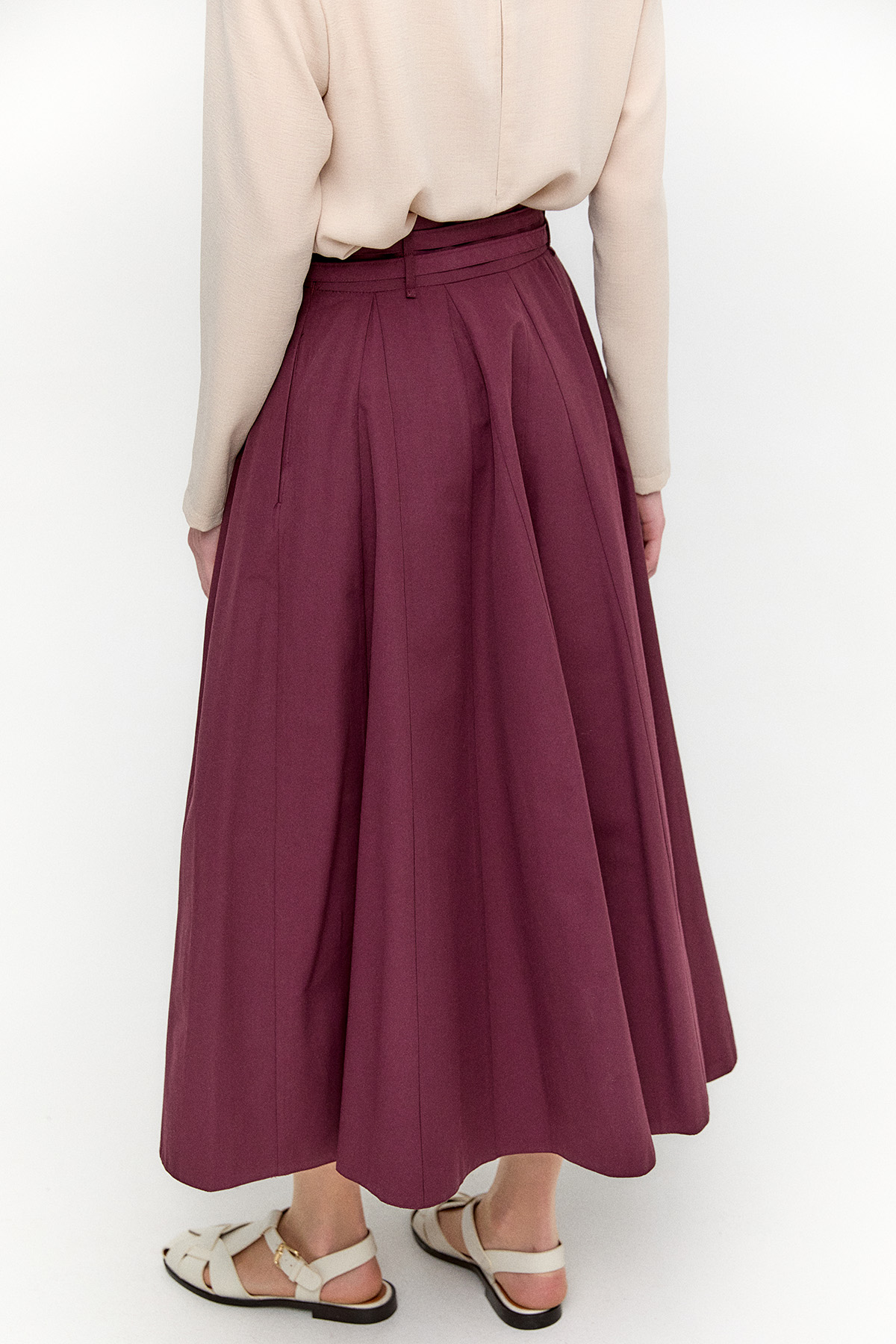 Çift Kemerli Pilikaşeli Pamuklu Etek, Tesettür Giyim