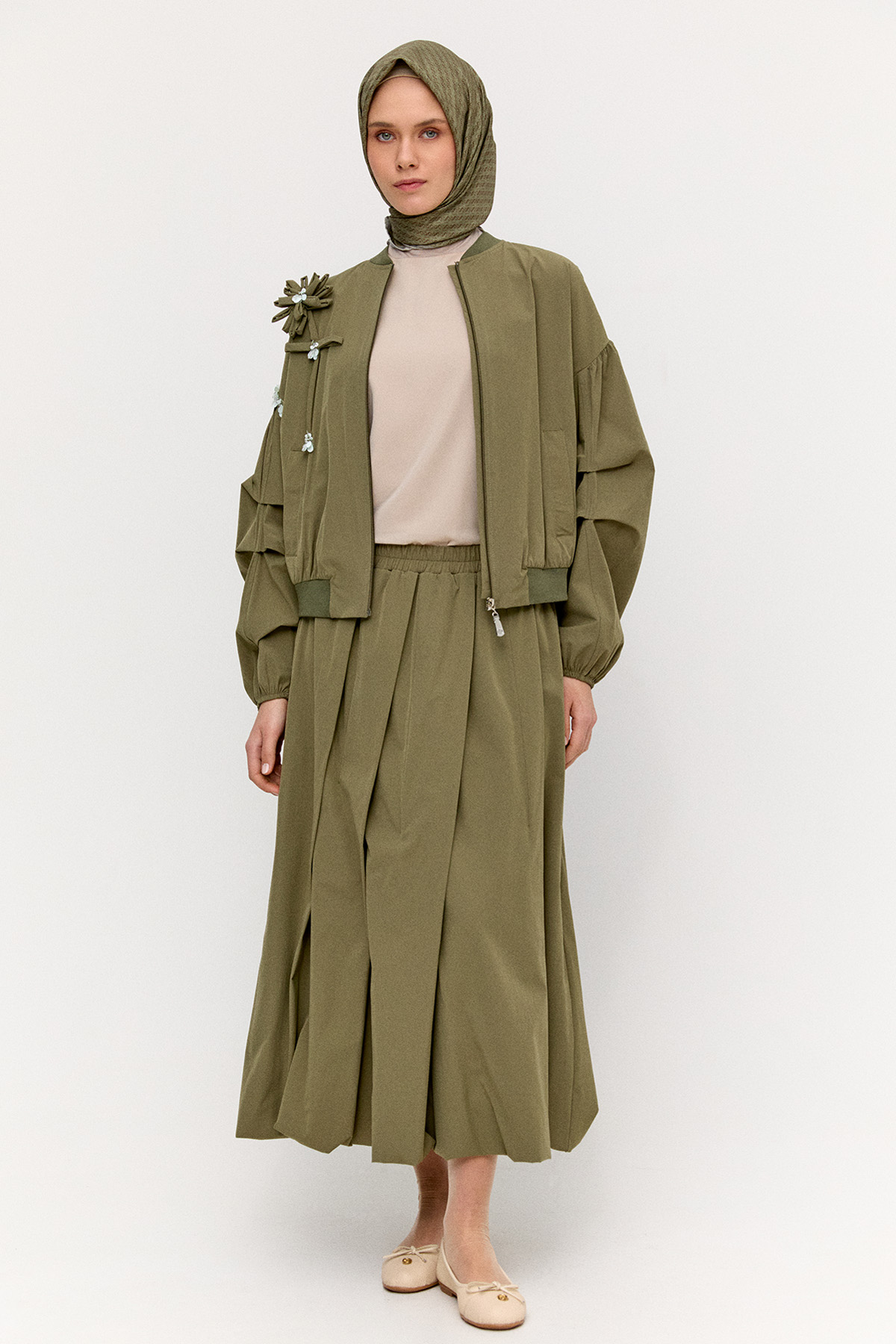 Pilikaşeli Balon Etek, Tesettür Giyim