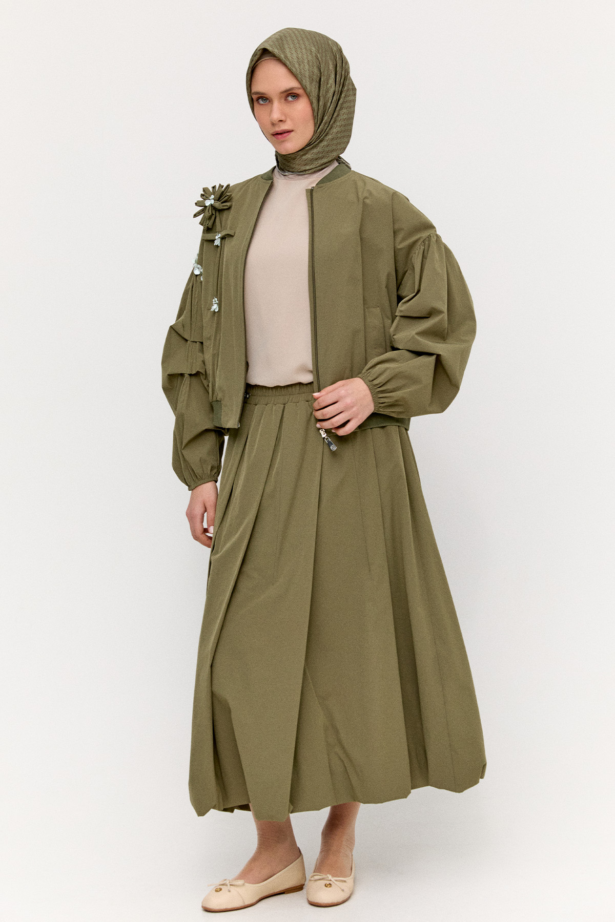 Pilikaşeli Balon Etek, Tesettür Giyim