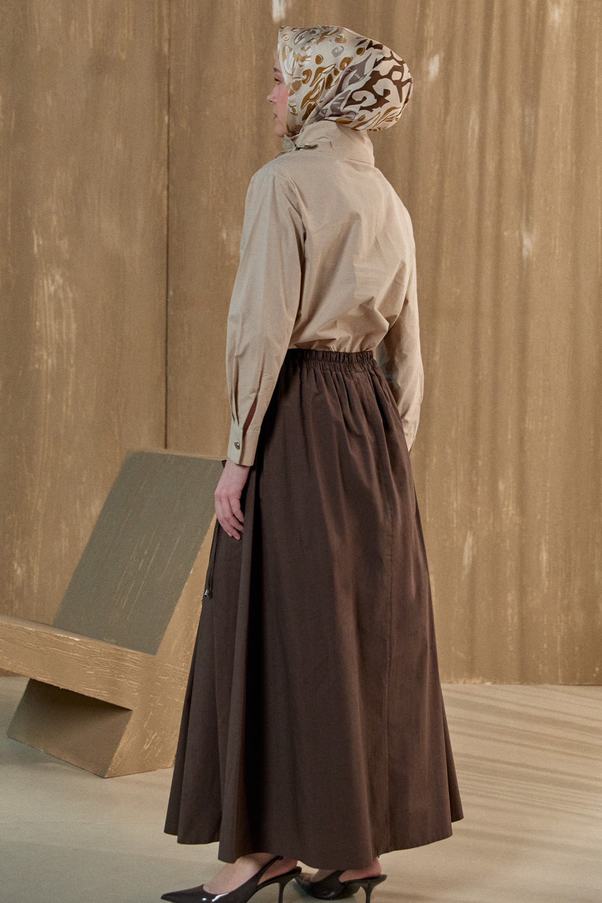 İpli Natural Pamuk Etek, Tesettür Giyim