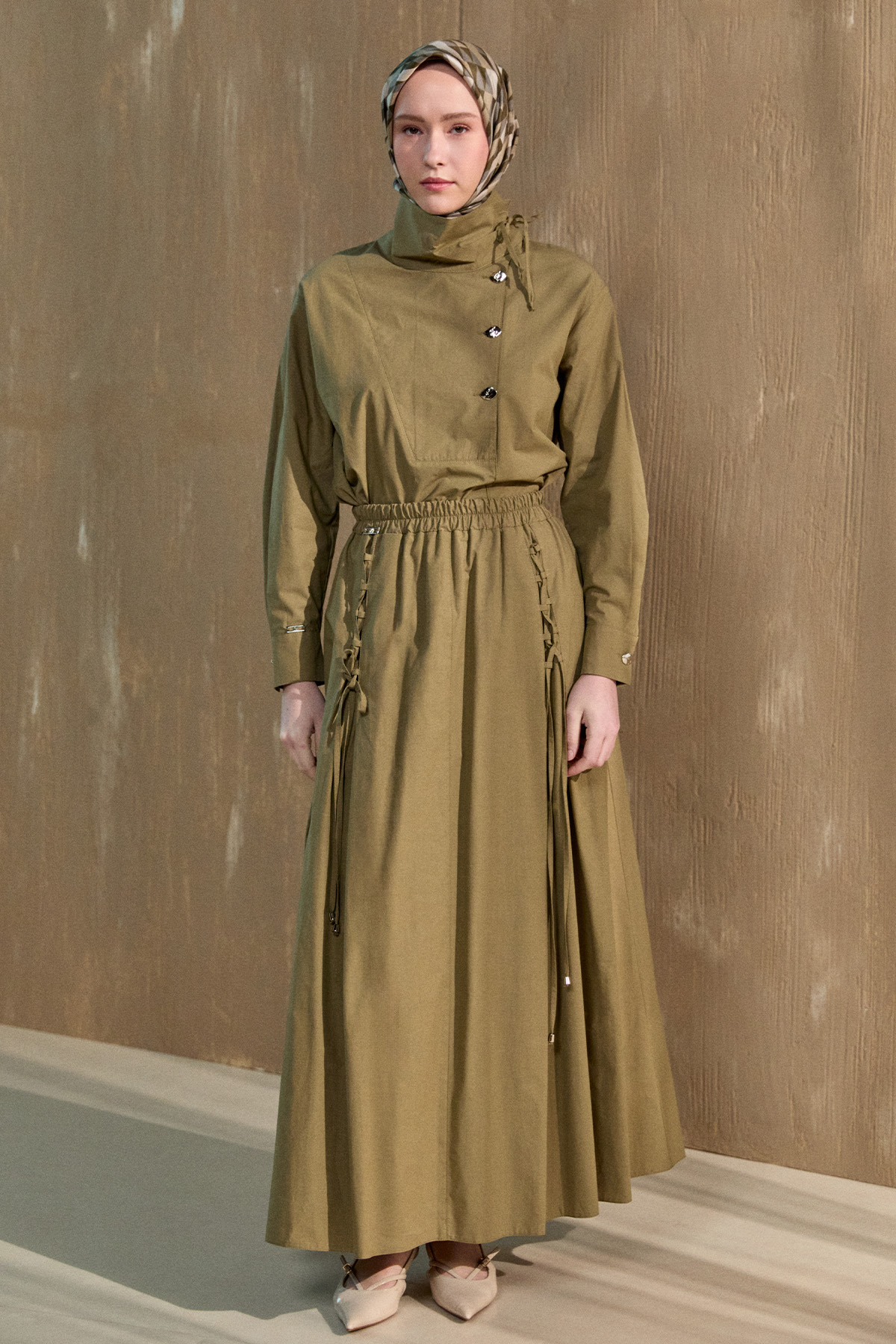 İpli Natural Pamuk Etek, Tesettür Giyim