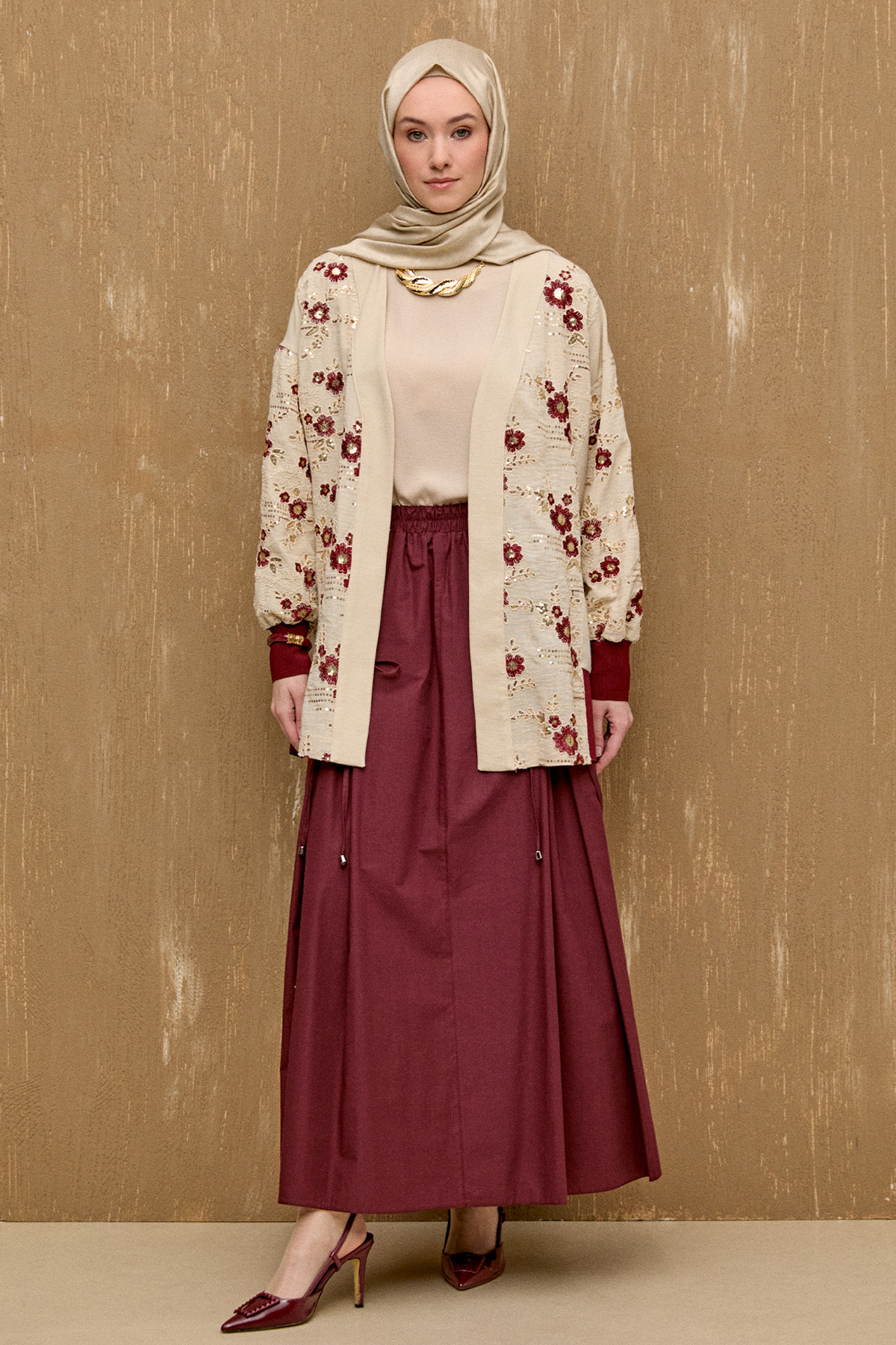 İpli Natural Pamuk Etek, Tesettür Giyim