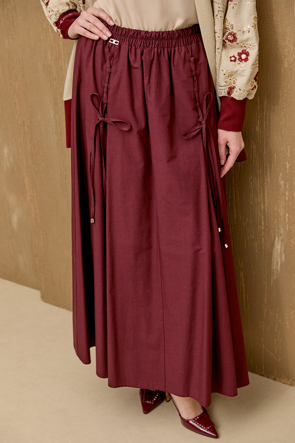 İpli Natural Pamuk Etek, Tesettür Giyim