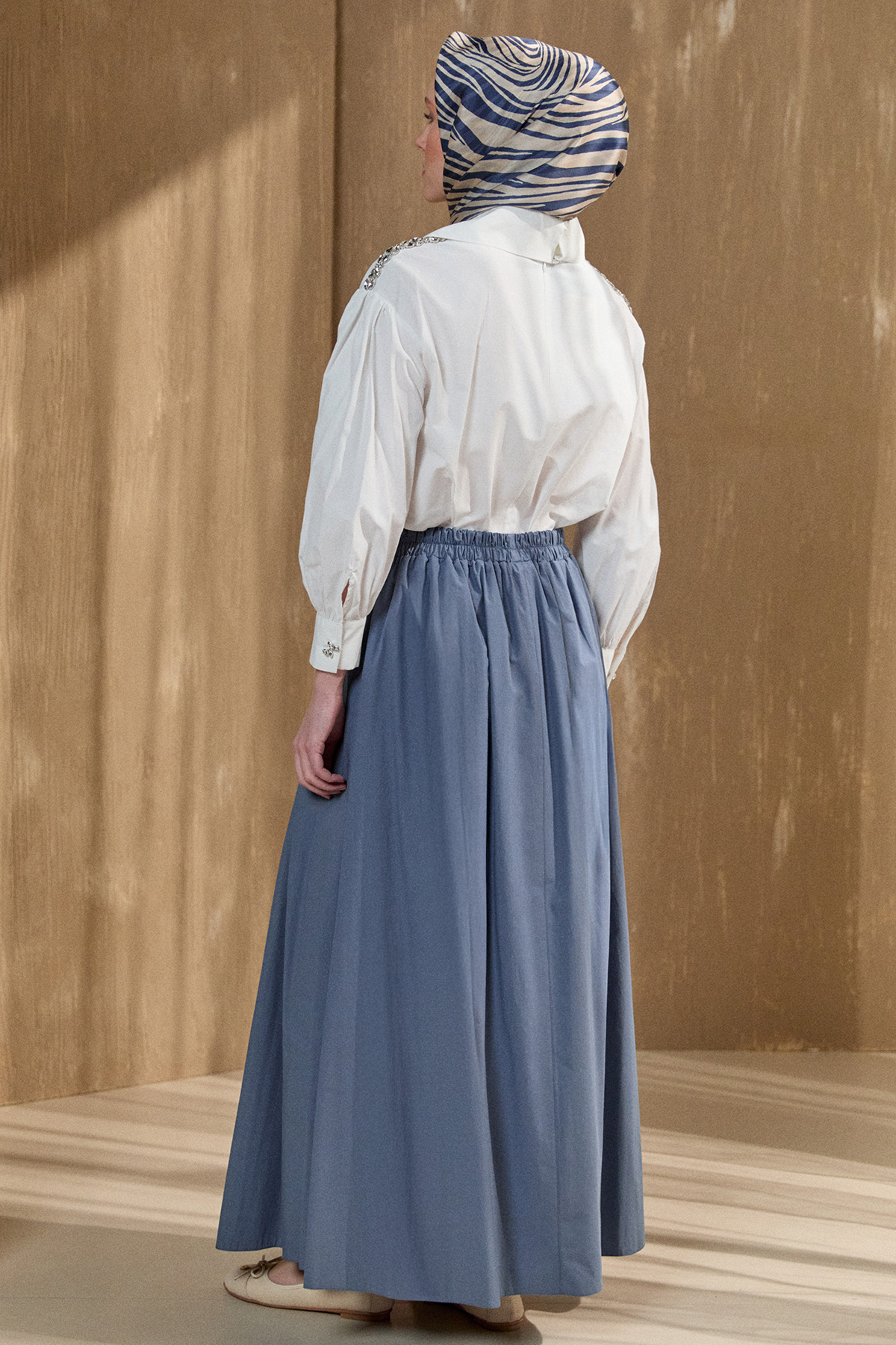 İpli Natural Pamuk Etek, Tesettür Giyim