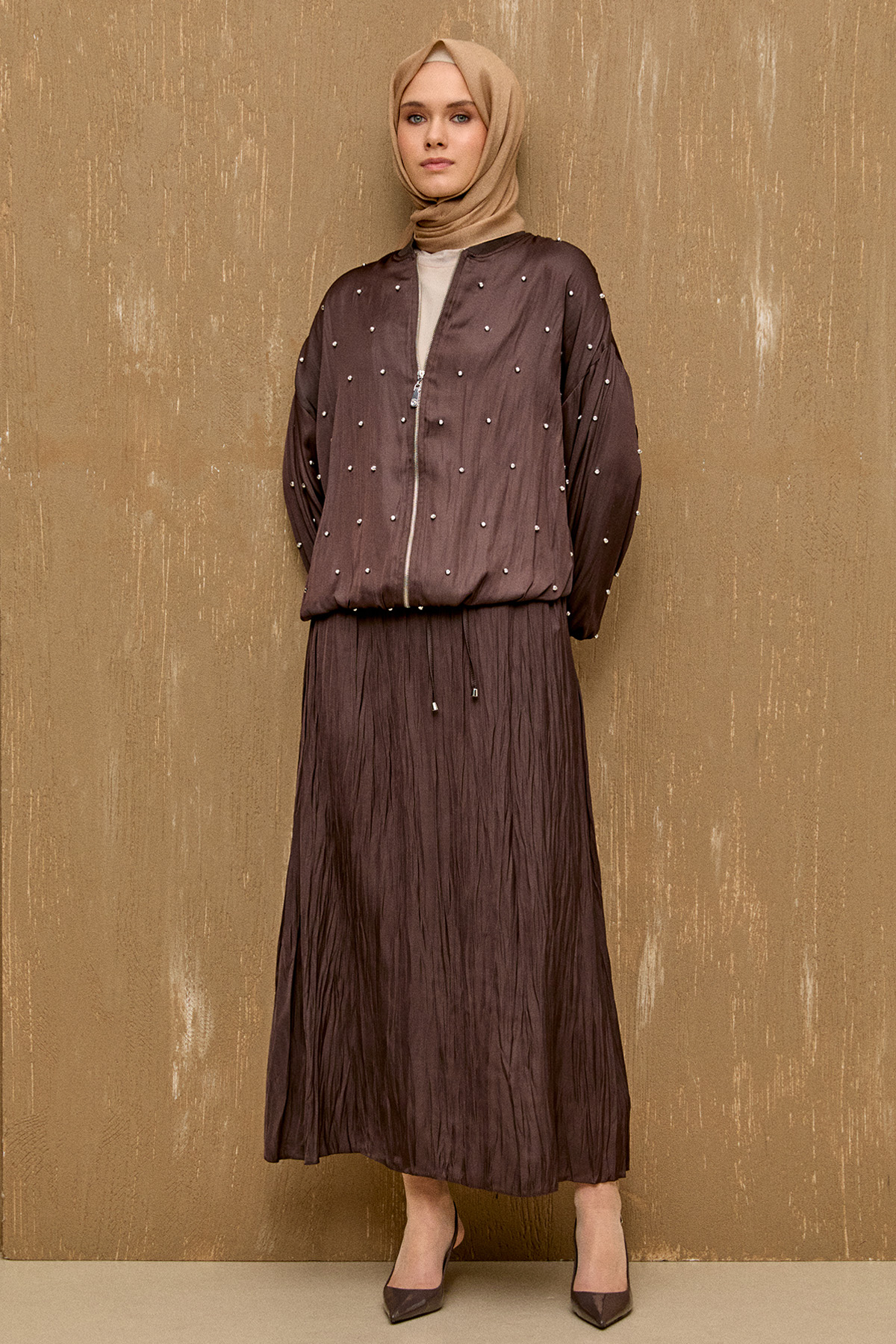 Kraşlı Saten Etek, Tesettür Giyim