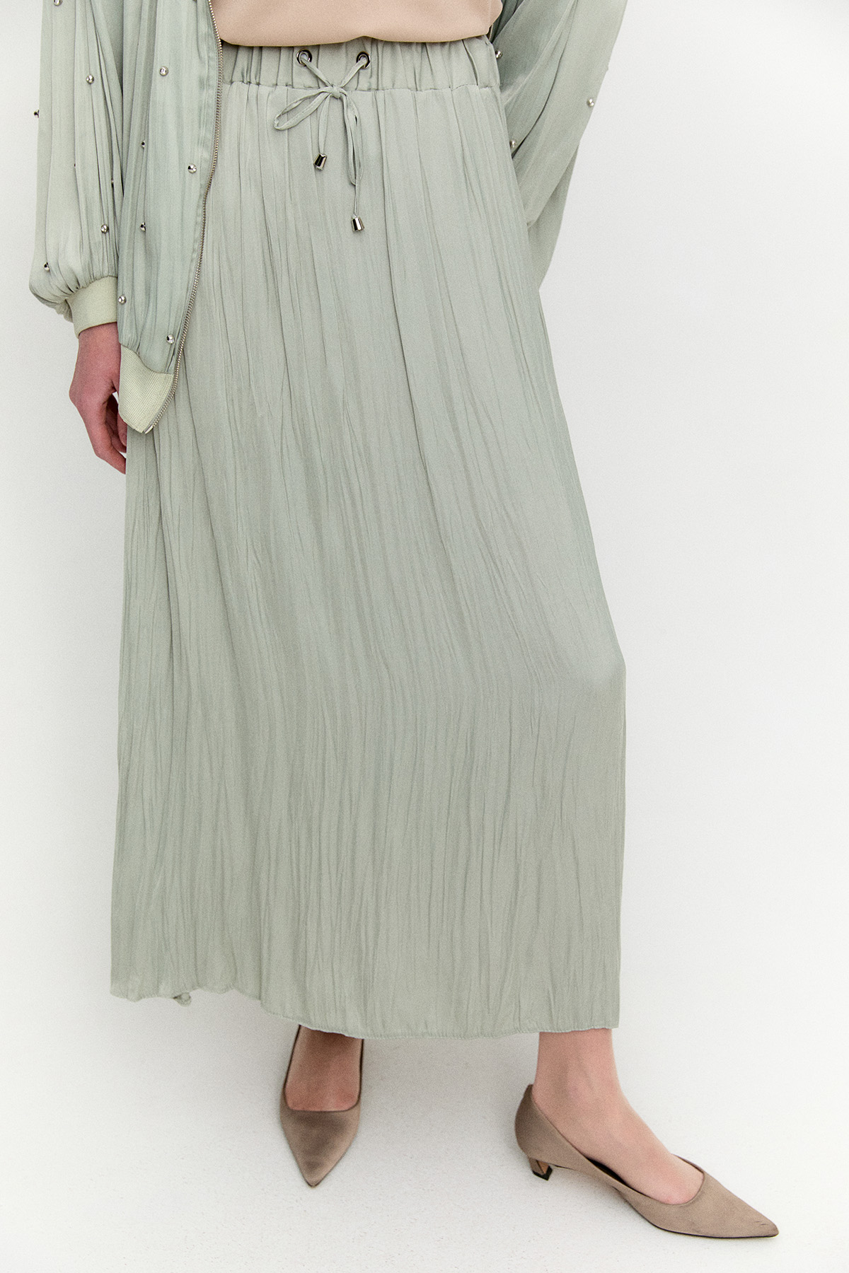 Kraşlı Saten Etek, Tesettür Giyim