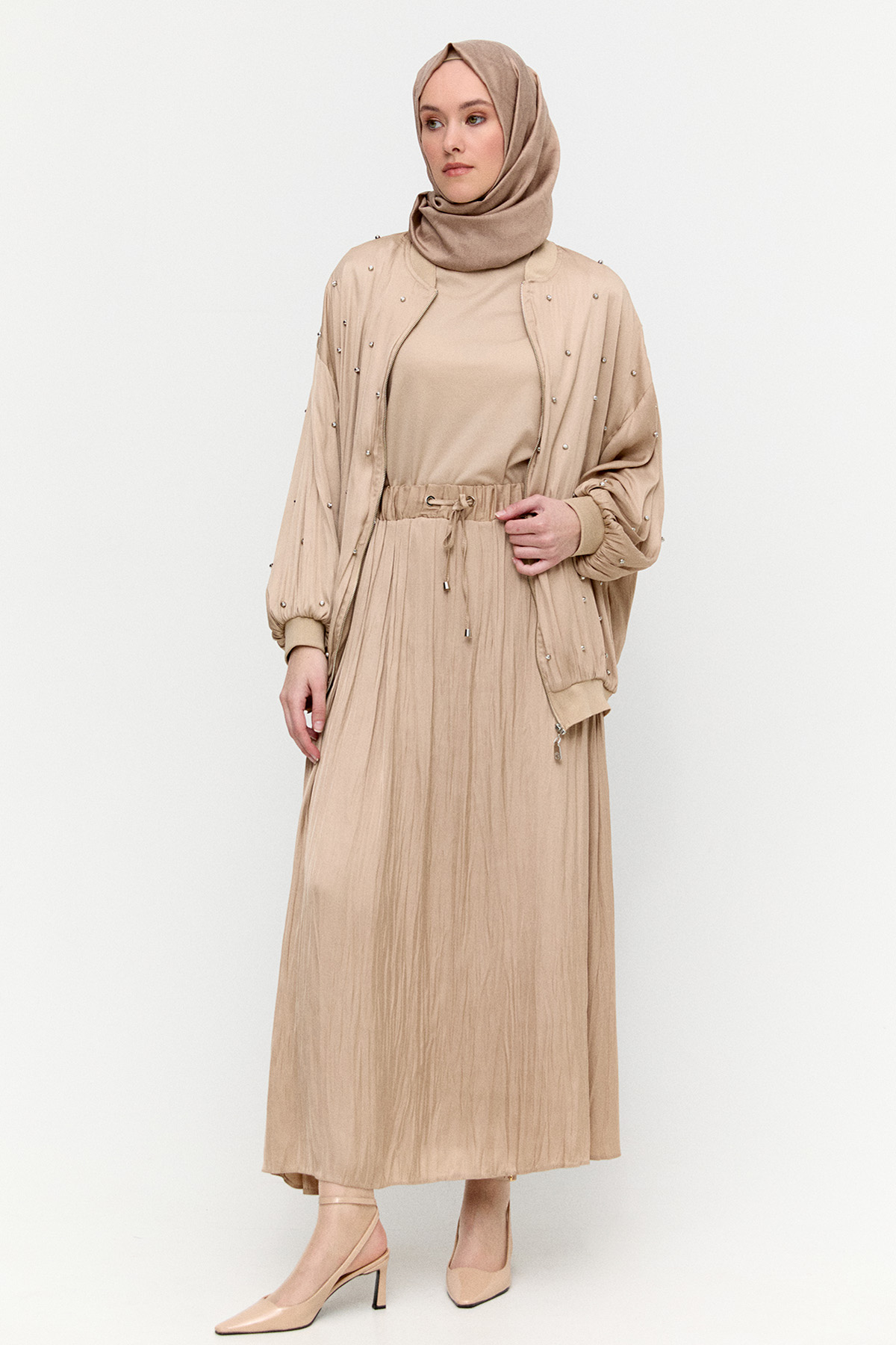 Kraşlı Saten Etek, Tesettür Giyim