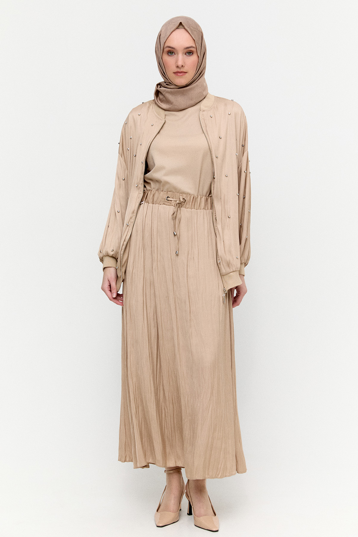 Kraşlı Saten Etek, Tesettür Giyim