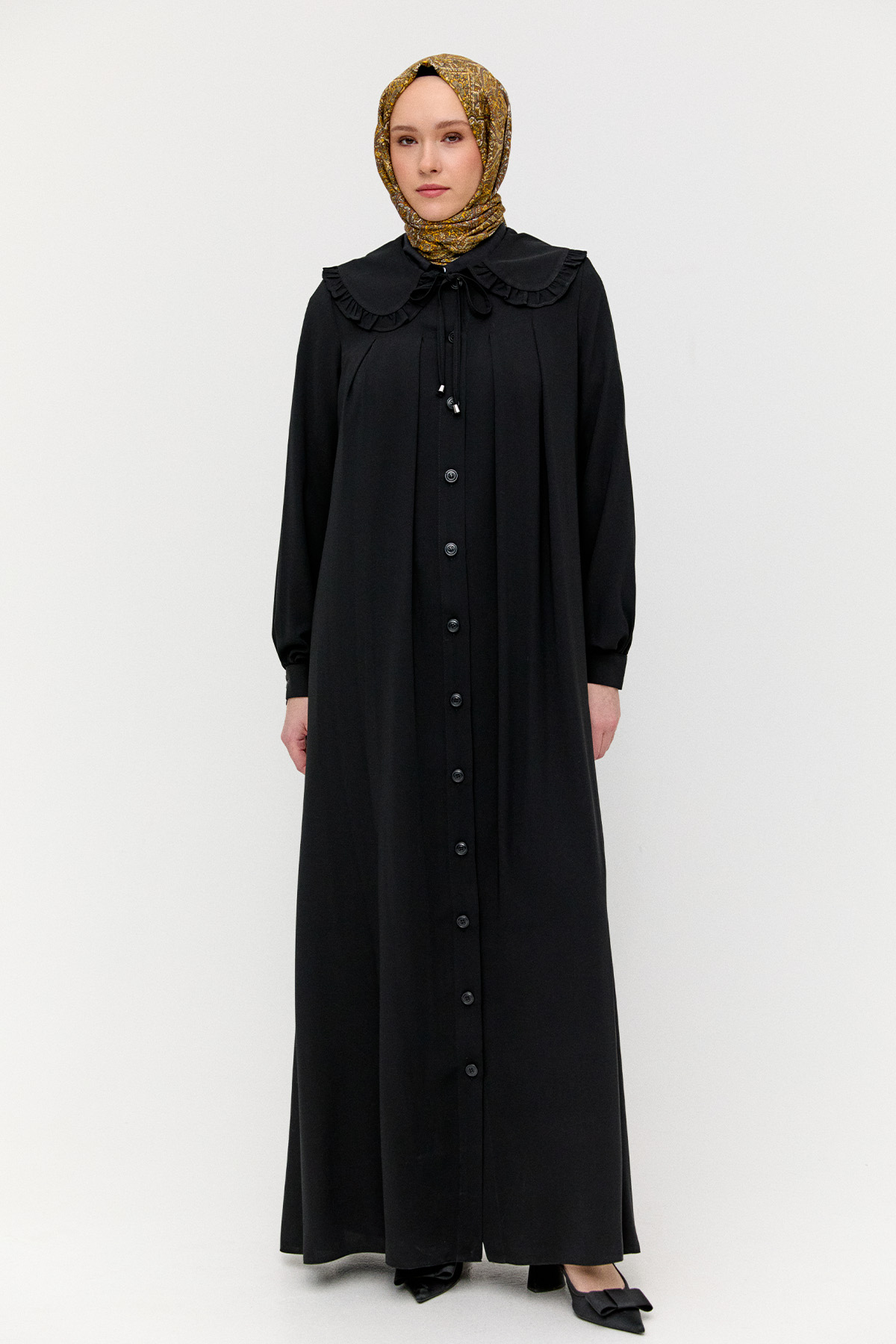 Düğmeli Krep Ferace, Tesettür Giyim